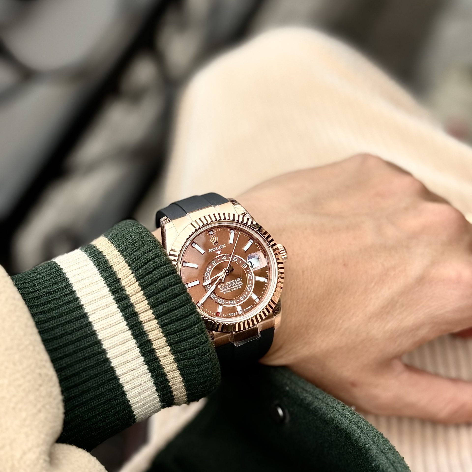 Rolex Sky-Dweller 336235 RG Plated Chocolate Dial 42mm Oysterflex AAA Replica