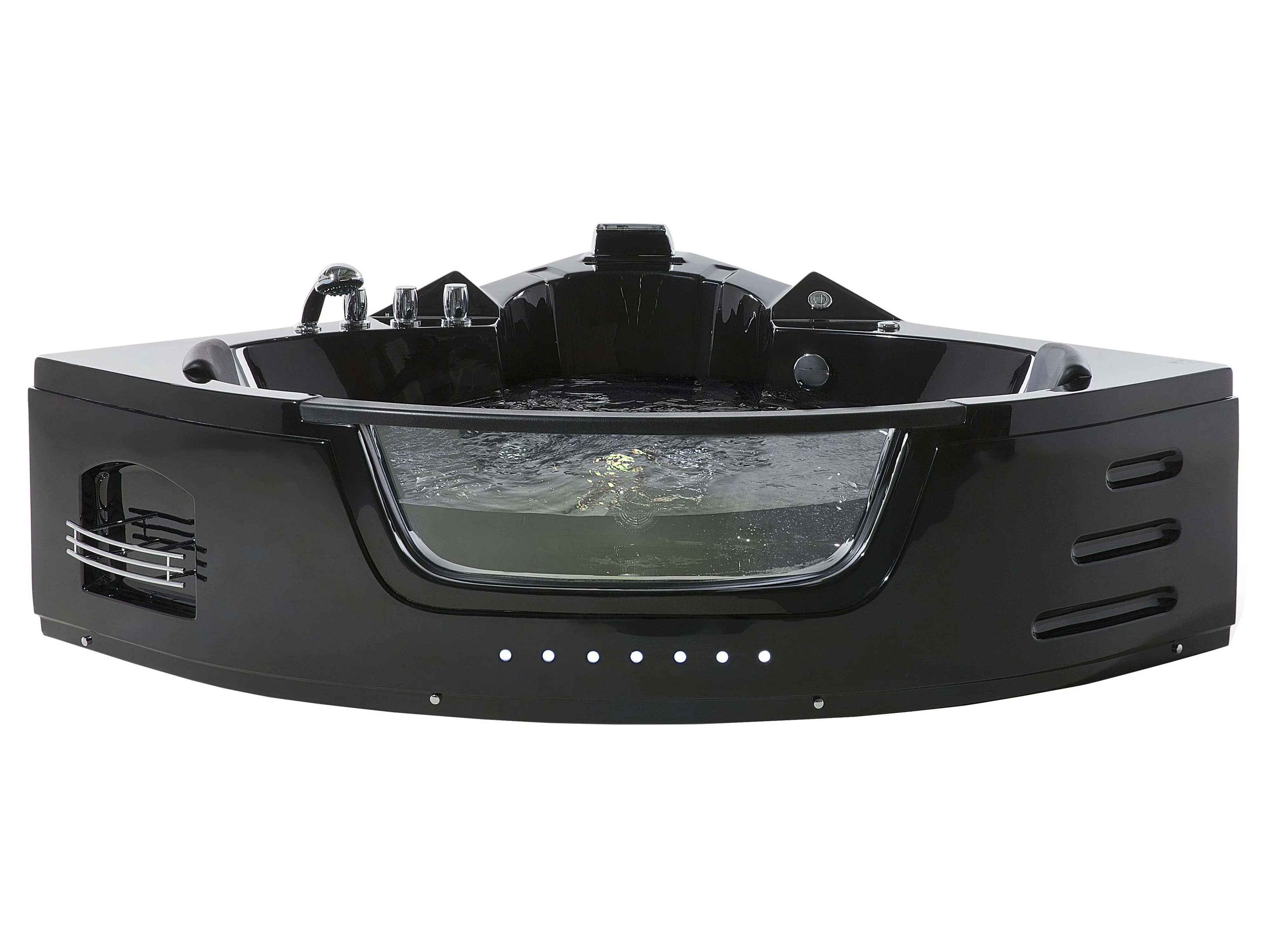 Corner Hot Tub with LED MARTINICA 1980 x 1440 mm Black
