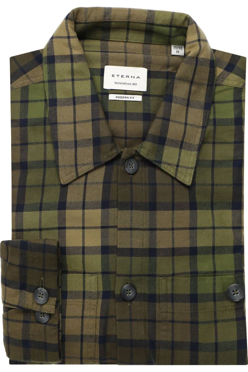 ETERNA Modern Fit Flanellhemd grün, Kariert