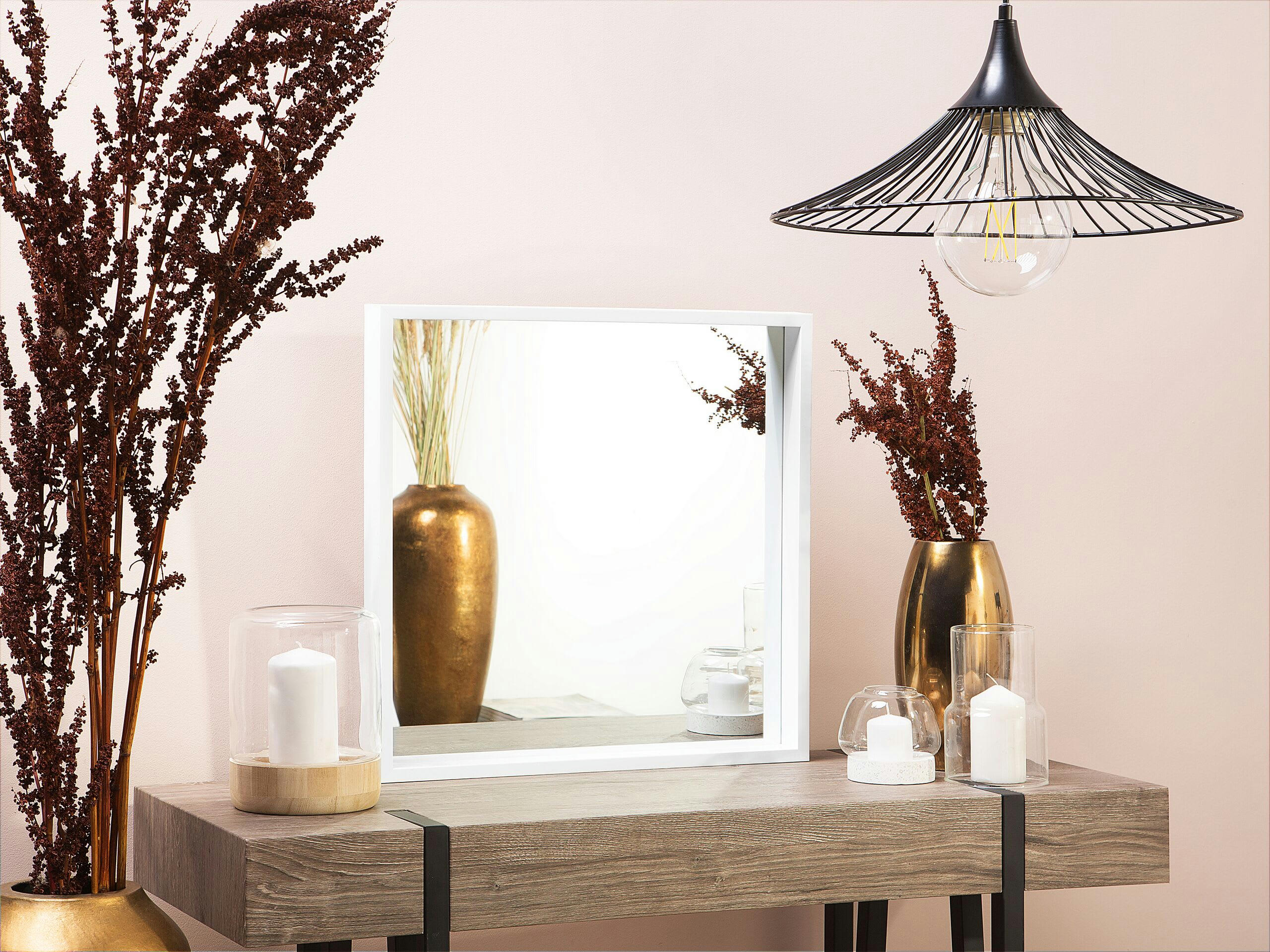 BRIGNOLES - Miroir en matériaux synthétiques blanc 50x50