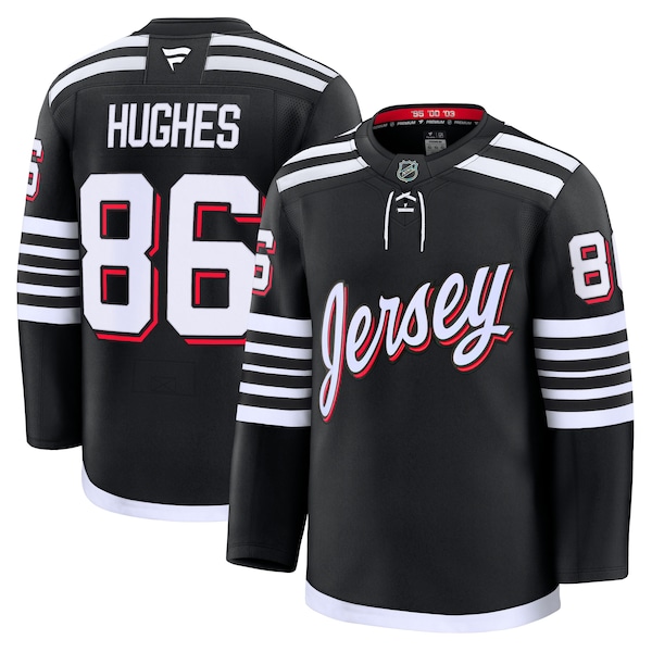 Jack Hughes New Jersey Devils  Alternate Premium Jersey - Black/White/Red