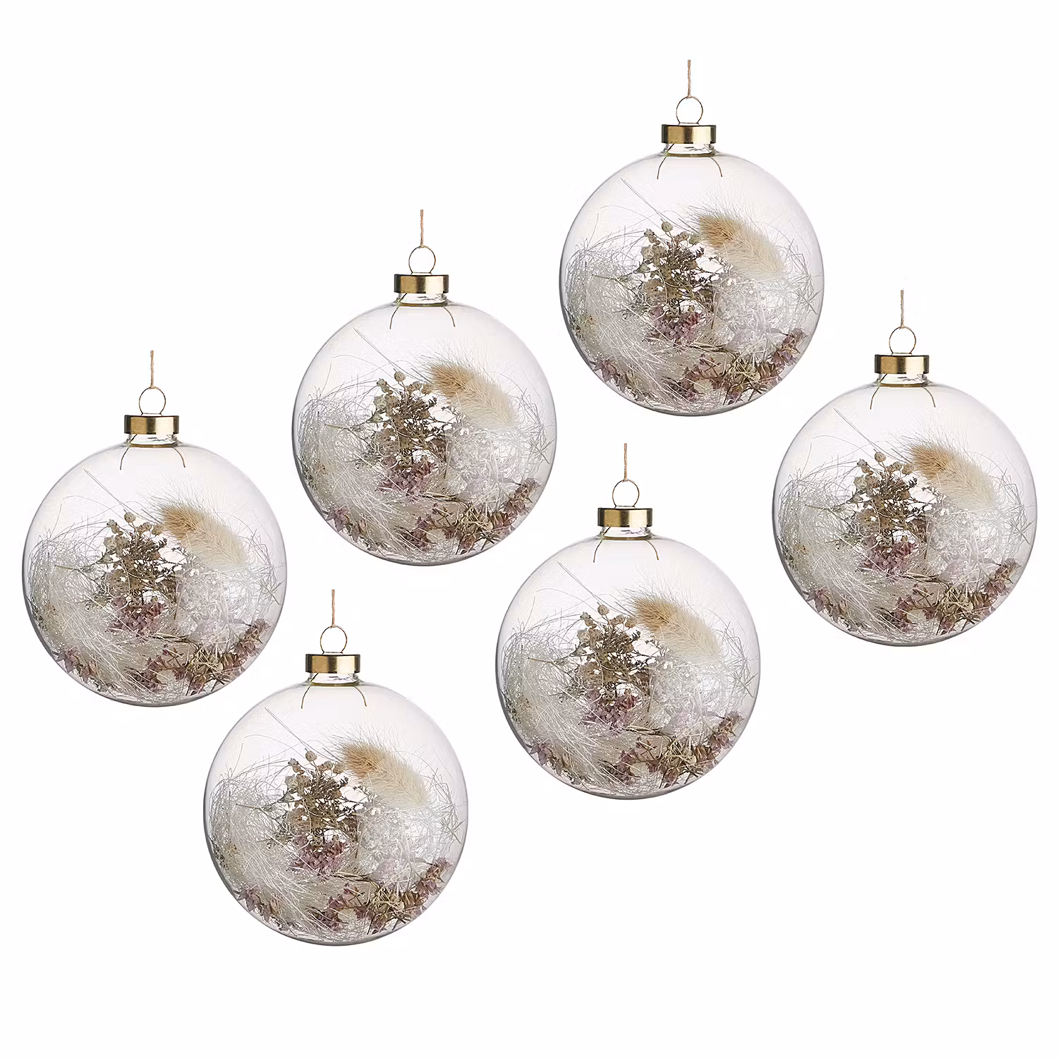 HANG ON Weihnachtskugel Trockenblumen 6er-Set