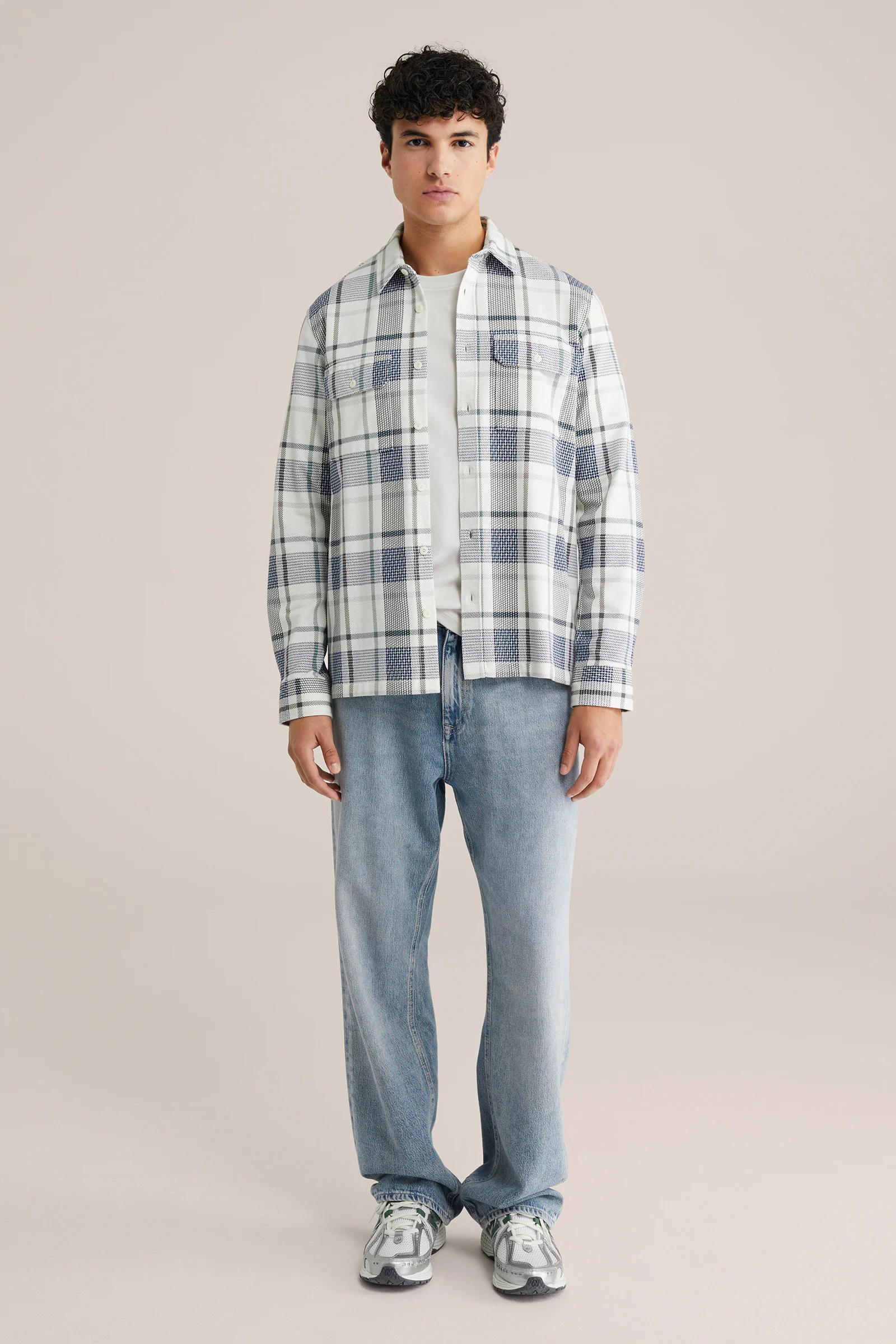 Heren regular fit overshirt met ruit