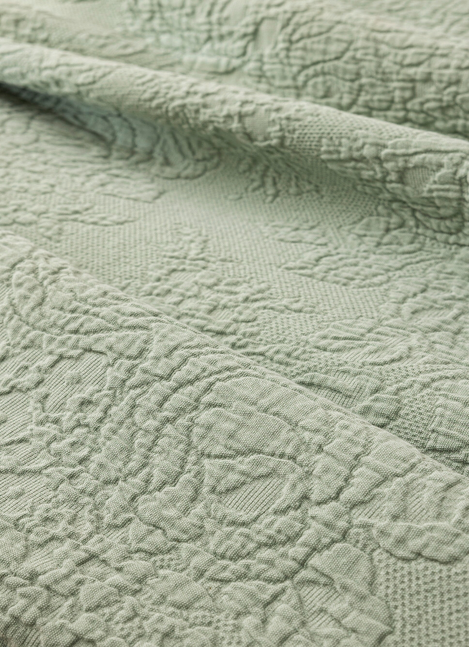 COUVRE-LIT EN COTON JACQUARD VERT