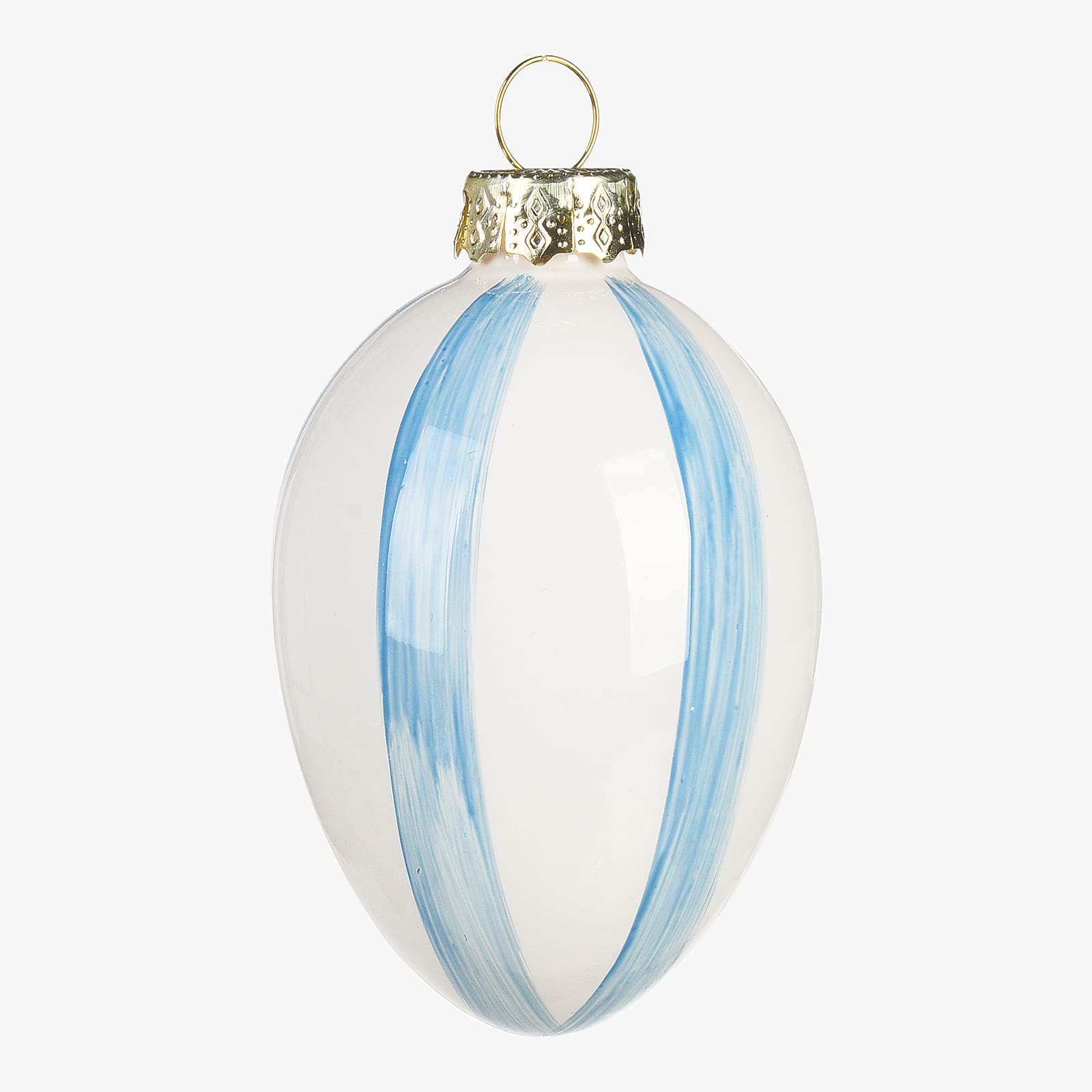 Deko-Anhänger Streifen-Ei Blau, ⌀ 5 cm, H 70 mm