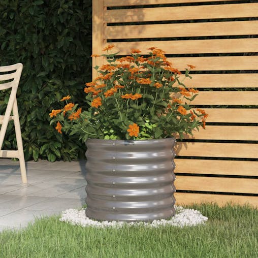 NNEVL Garden Planter Powder-coated Steel 40x40x36 cm Grey