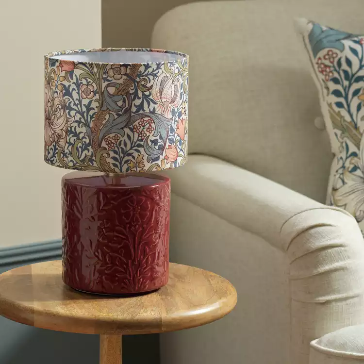 Habitat x Morris & Co. Golden Lily Ceramic Table Lamp- Berry