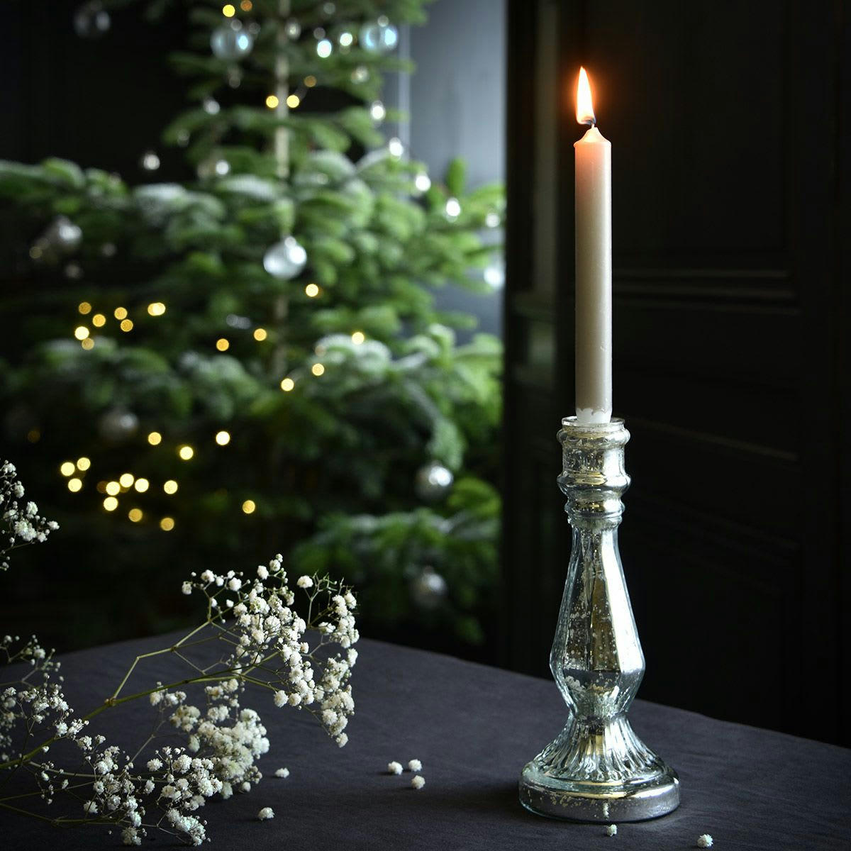 - Bougeoir chandelier en verre mercurisé