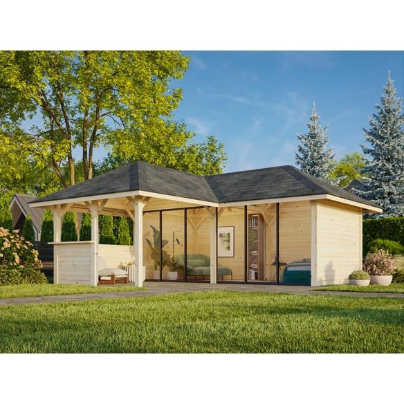 Pavillon »Bianca«, Aufstellmaße BxTxH: 672 x 672 x 319 cm, unbehandelt, Holz