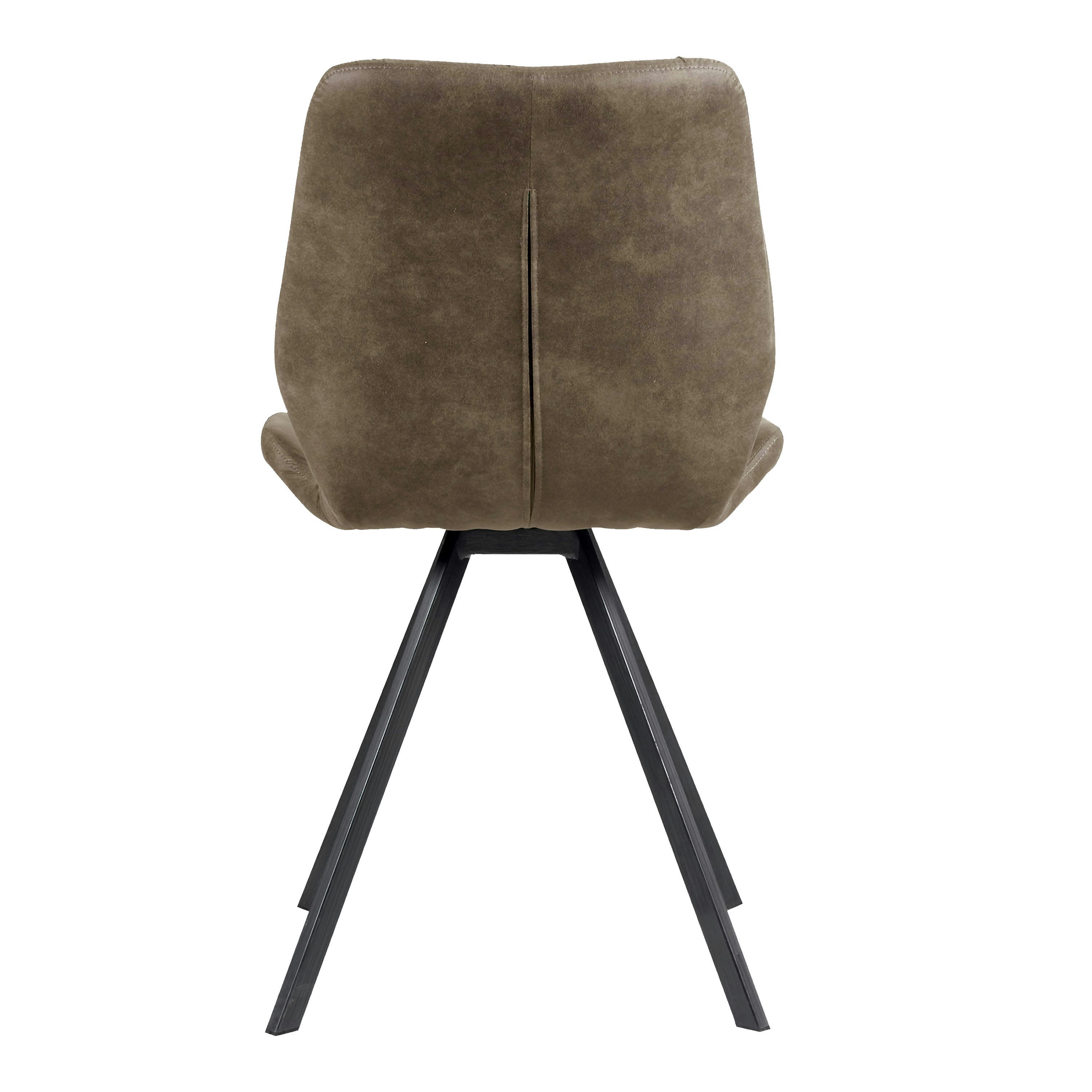 HORIZON - Chaise industrielle microfibre vintage marron/métal noir brossés (x4)