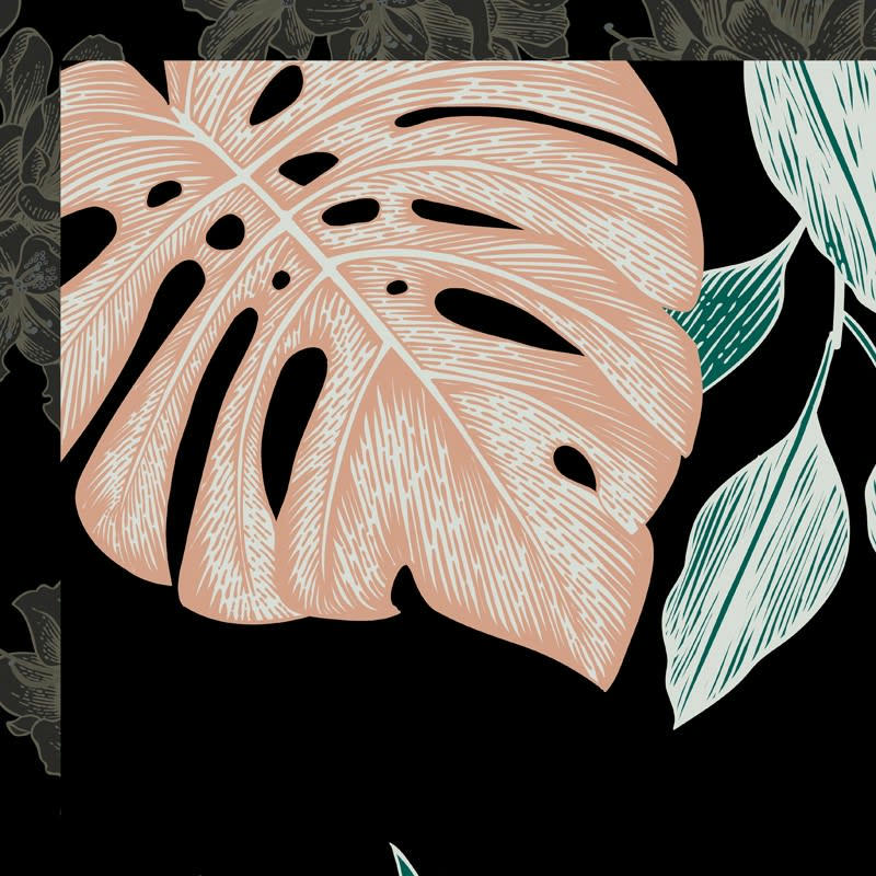 JUNGLE DOUANIER ROUSSEAU NOIR - Tête de lit L180xH 70cm