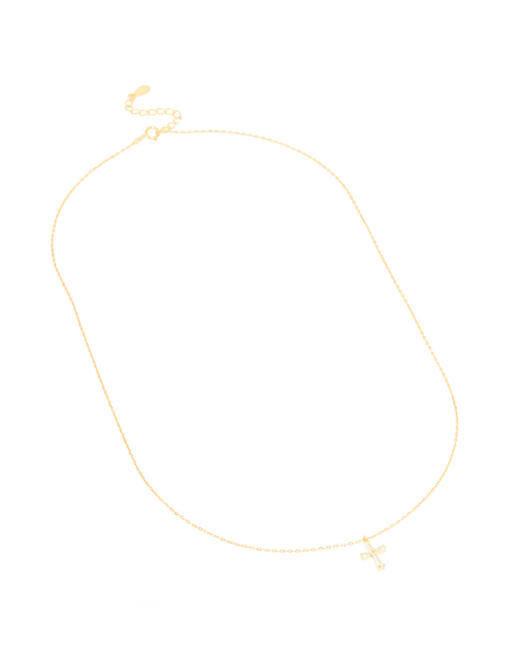 Gold Plated Sterling Silver Cubic Zirconia Cross Necklace