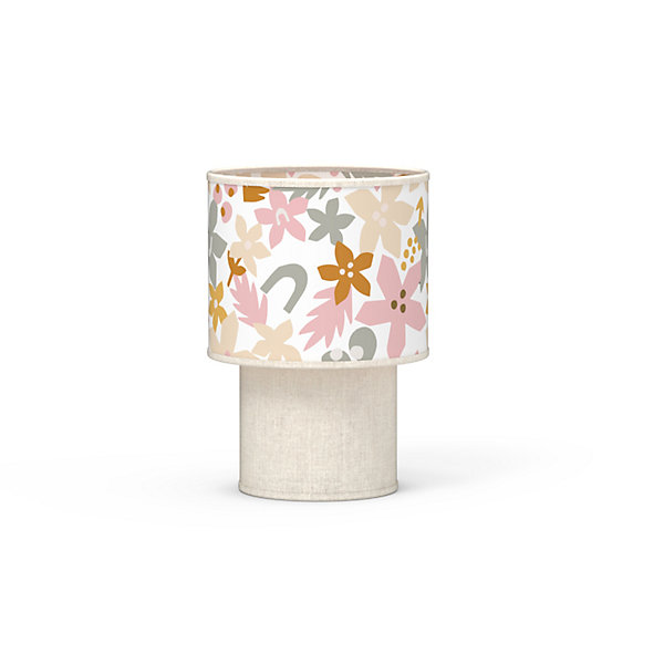 Lampe à poser enfant beige tissu fleuri H.25cm E27 40W Seynave