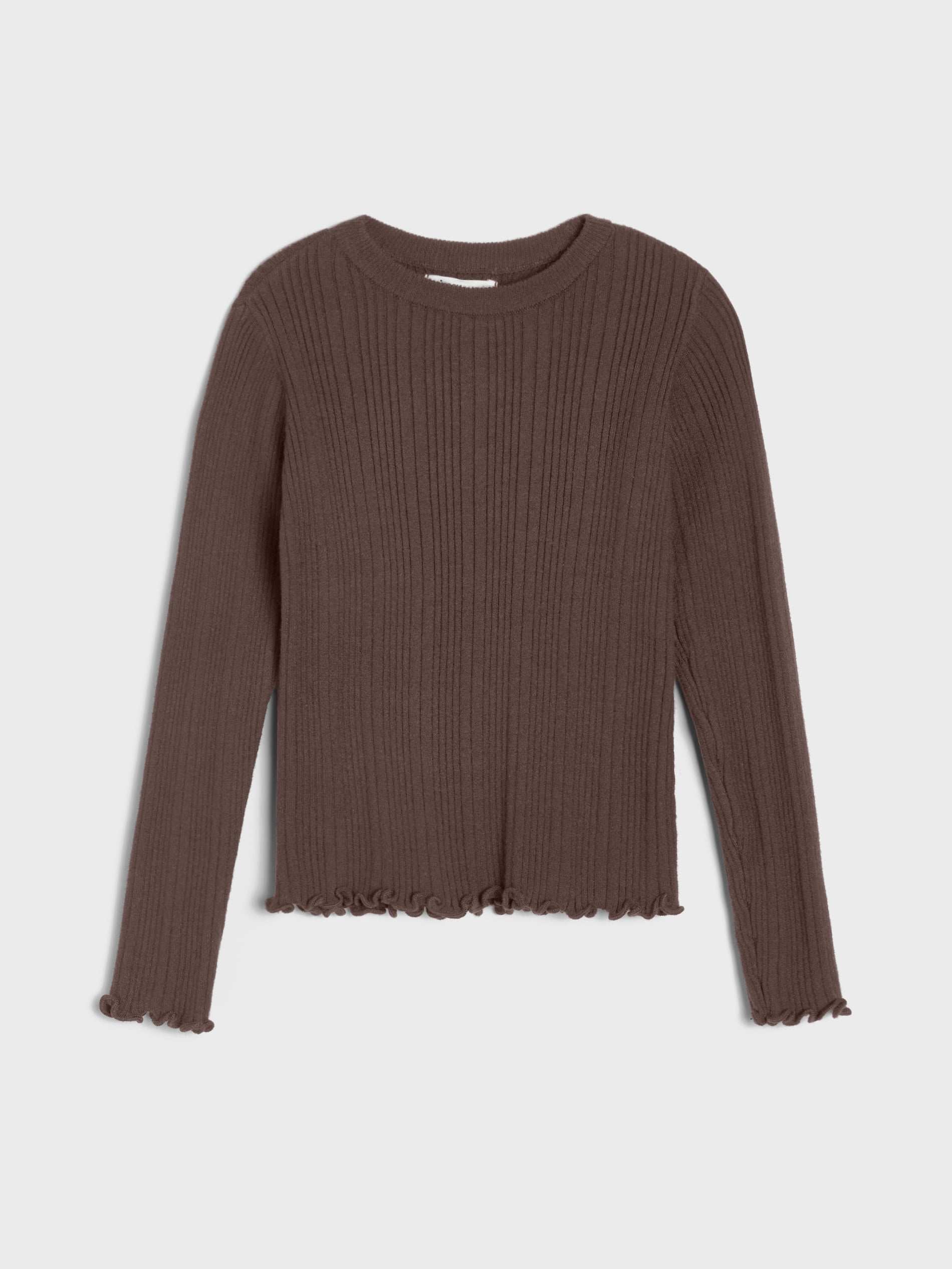 Prążkowany sweter slim fit z ozdobnymi falbanami z wiskozą