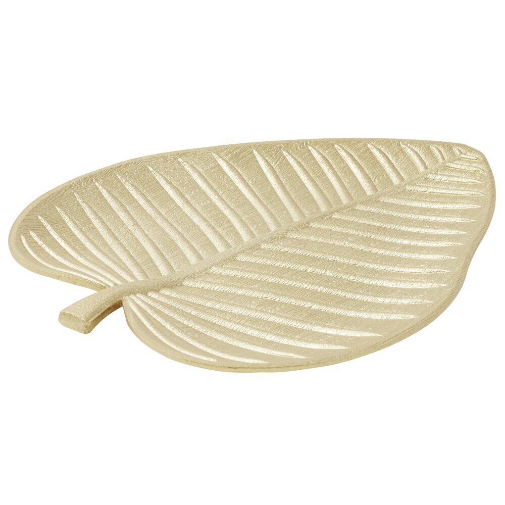 Vide poche forme feuille en bois doré 38x30xH4cm