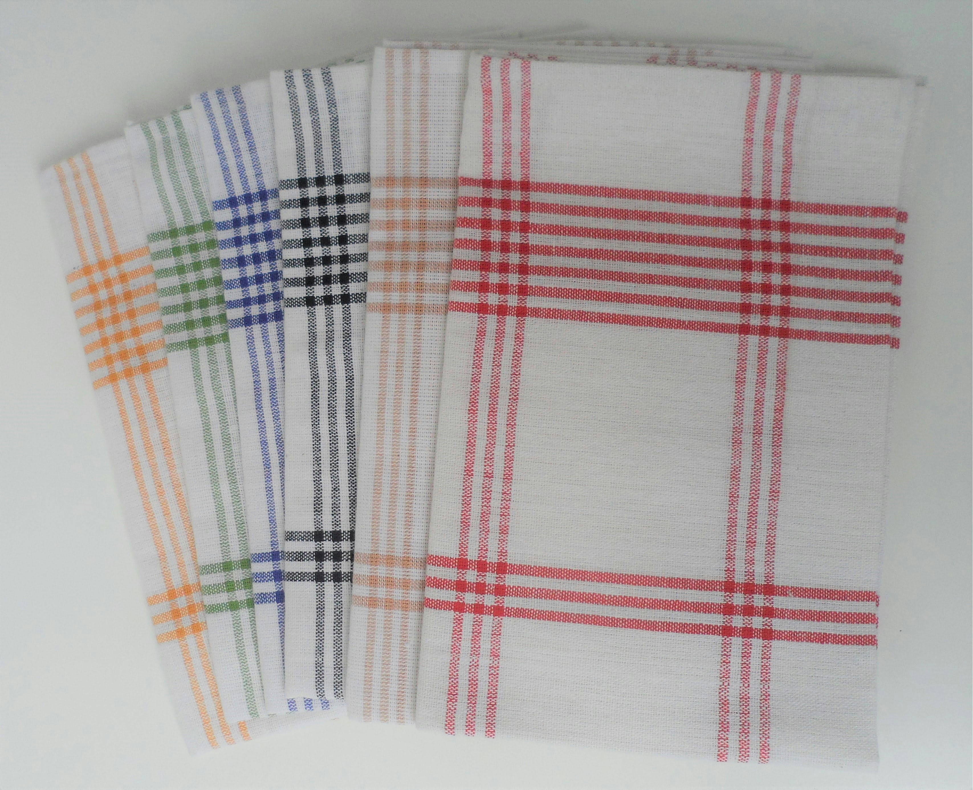 - Lot de 12 torchons 100% coton 6 couleurs 50x70 cm