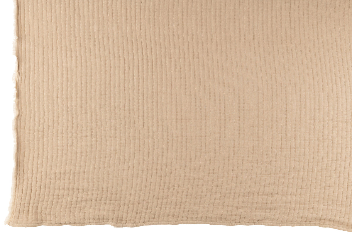 J-Line plaid Teddy Strepen Stiksel - katoen/polyester - beige - 180 x 130 cm