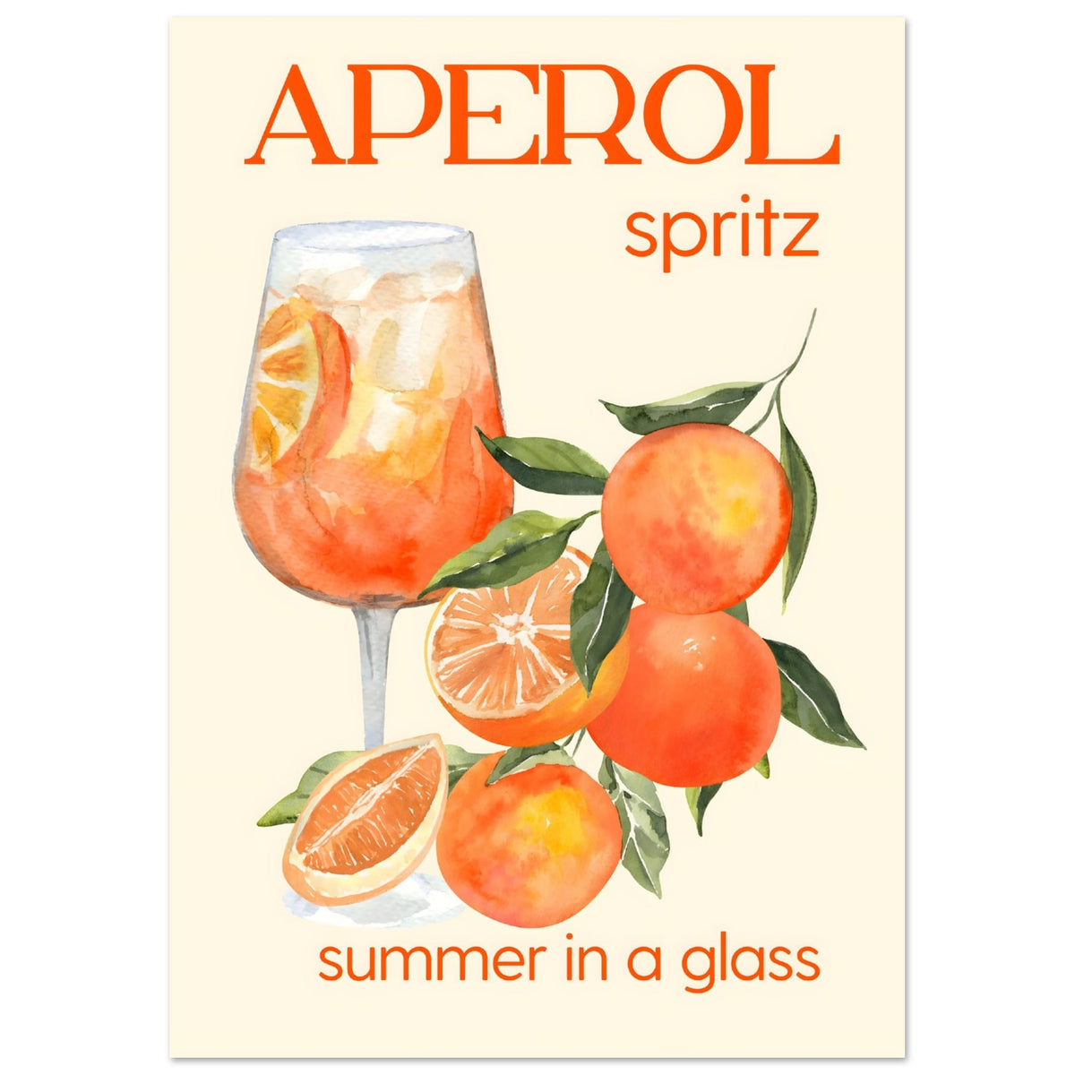 Artfulprints Poster Aperol Spritz - Summer in a glass  - A4 21x29.7 cm - Oranje