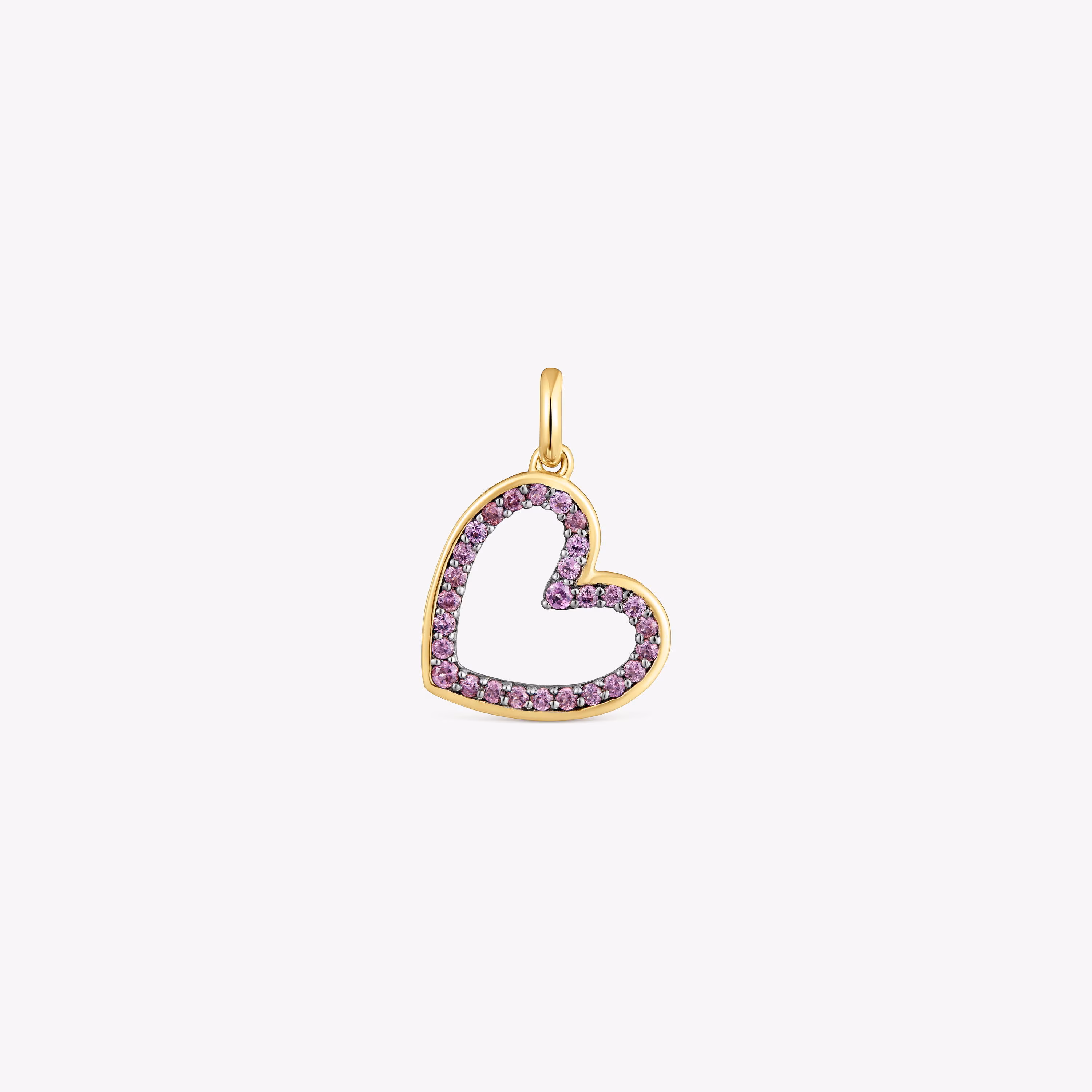 Colgante corazón de oro de 14 kt y rodolita Medallions