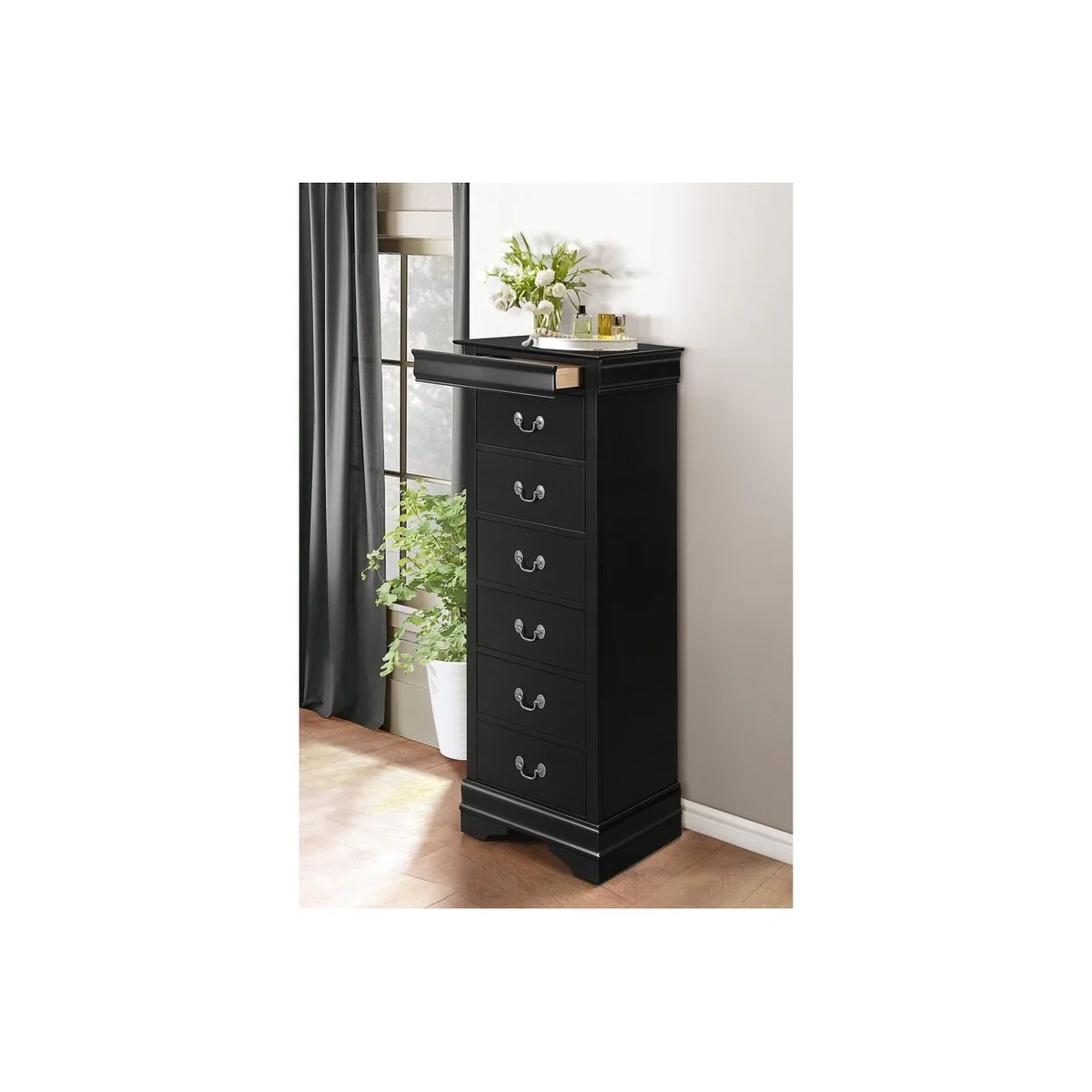 Monty 6 Piece Black Traditional Sleigh Bedroom Set