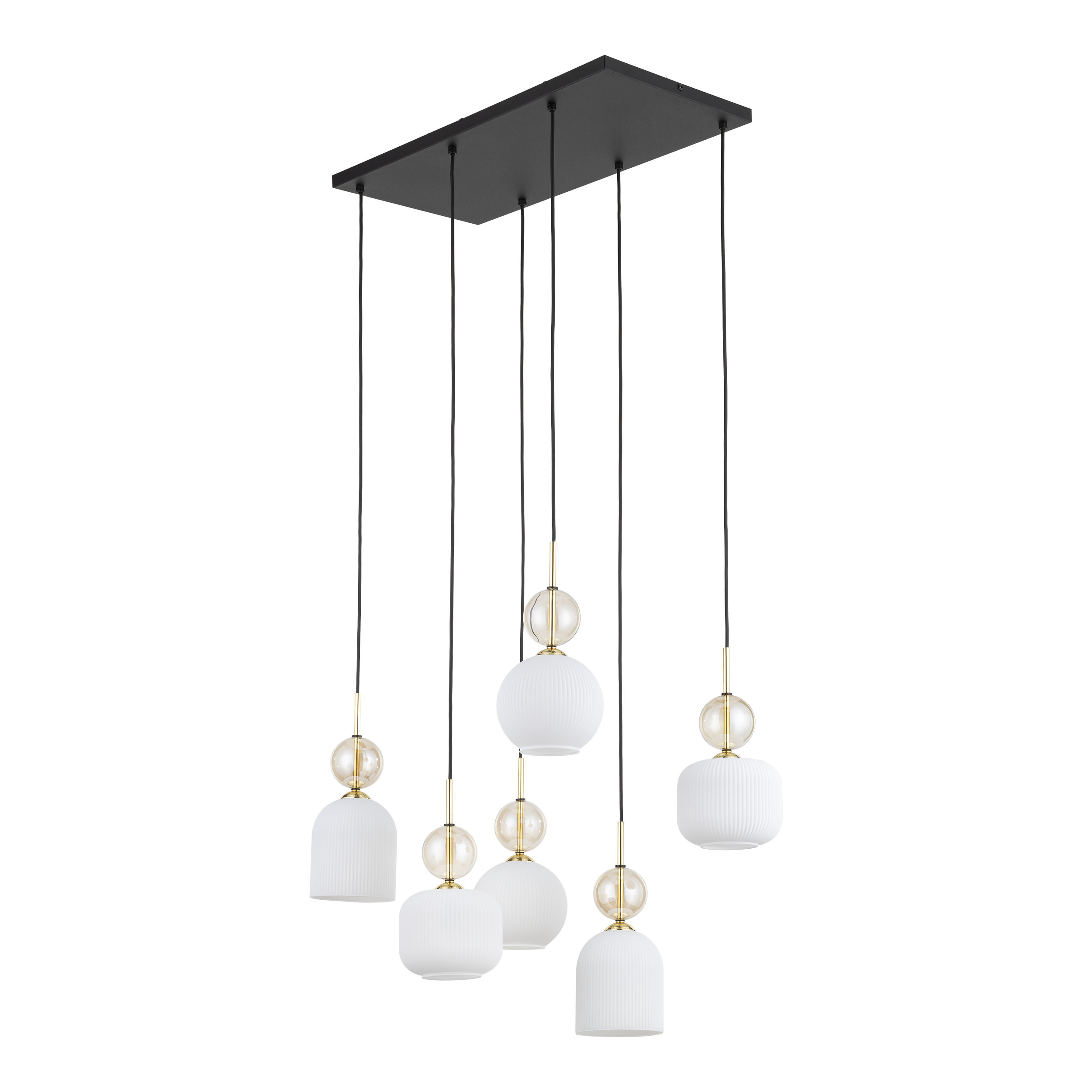 Lampa Wisząca Tk Lighting Sophia Koniakowa Biała 6Xe14 Ryflowane Klosze