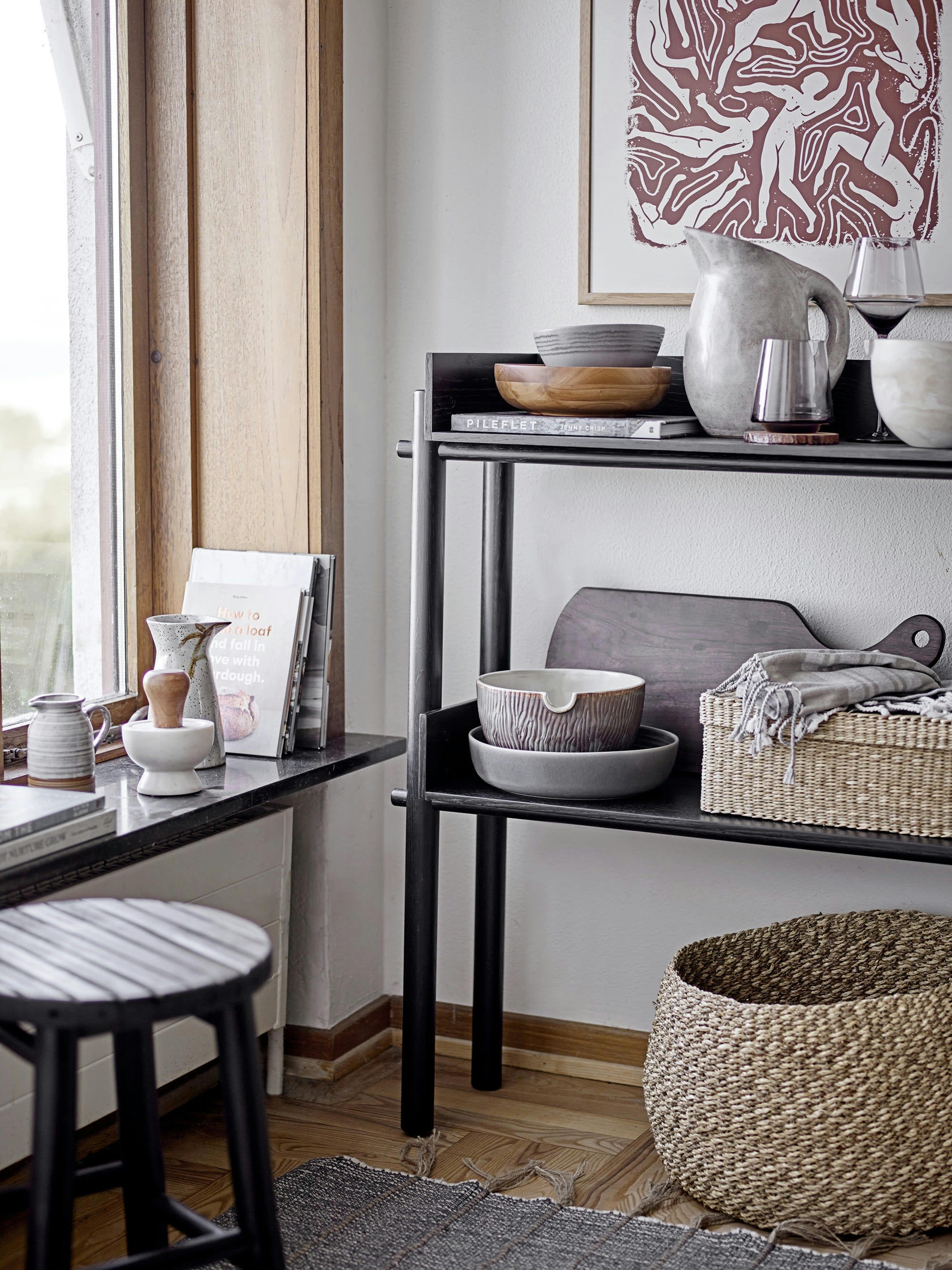 MARA - Torchons en coton gris lot de 3