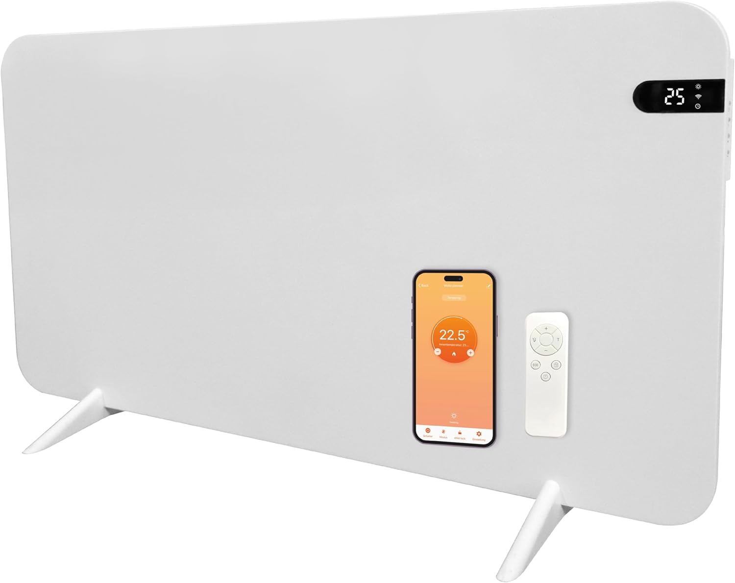 Könighaus 800W Smart Dual Space Heater – Wall heater and mobile use – WiFi App Control & Remote – Includes Towel Rack, Stand Feet & Mounting Kit – Color: White