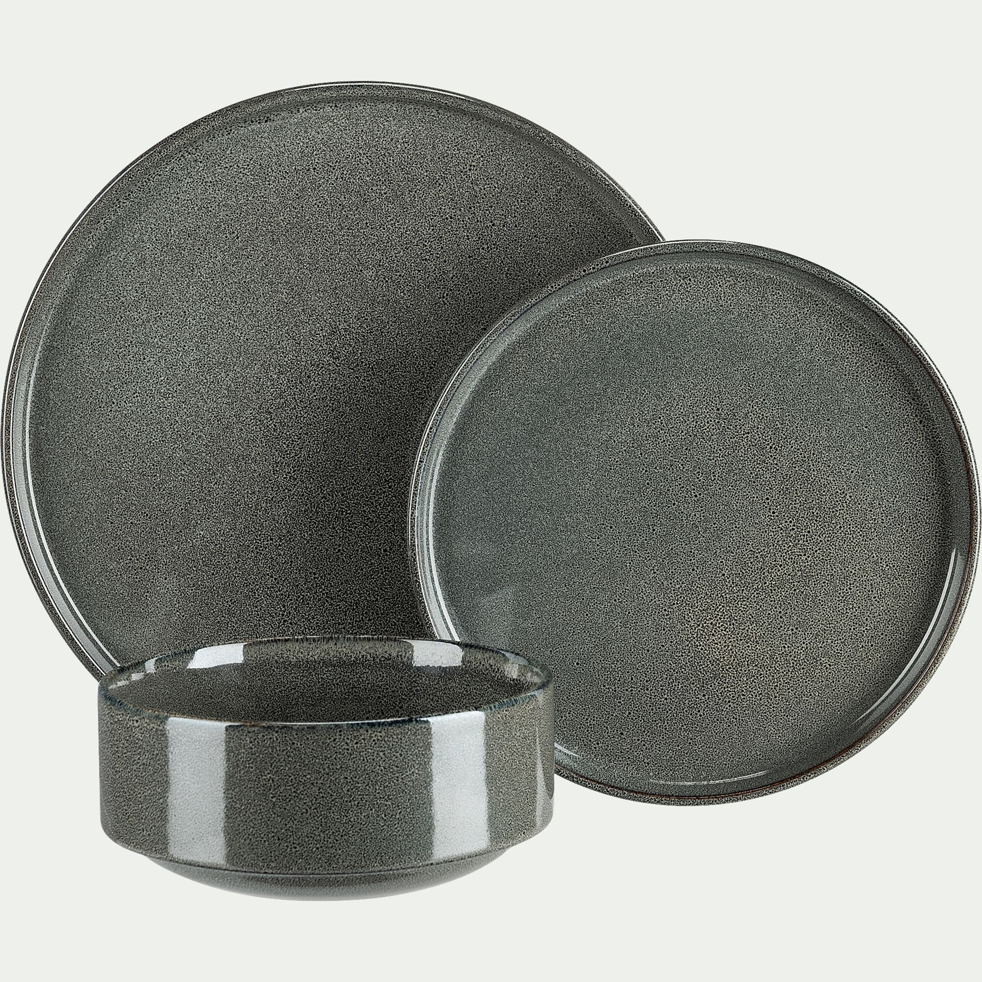 PIETRA - Assiette creuse en grès émail réactif D15,5cm - vert