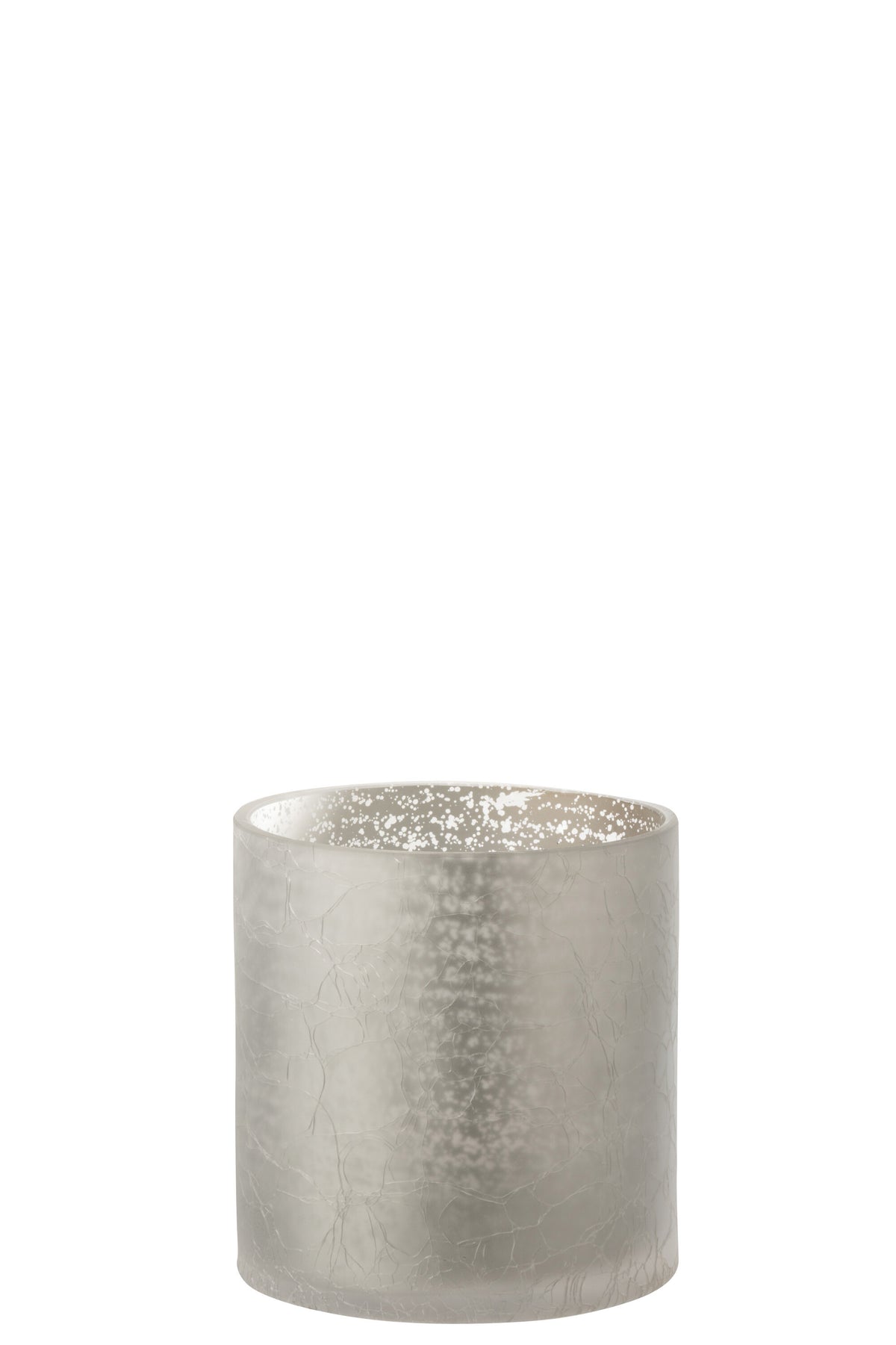 J-Line windlicht Cilinder Craquelé - glas - grijs - medium