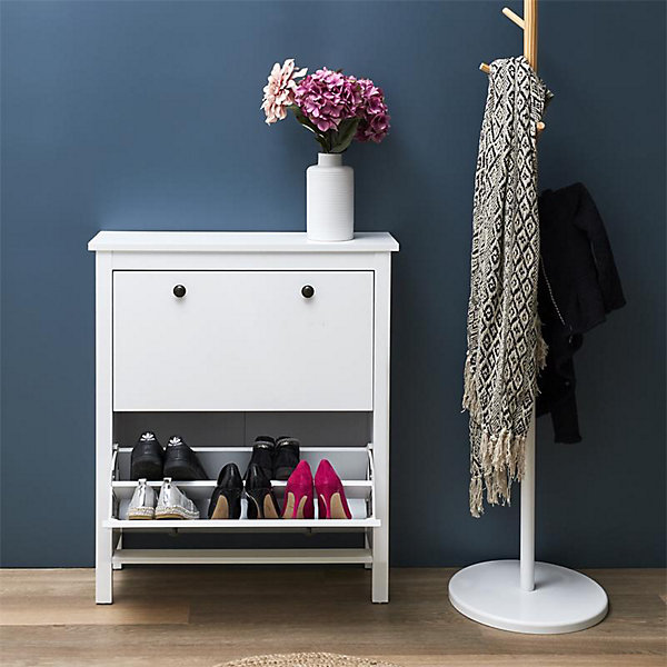 Meuble à chaussures Elisabeth avec 2 portes - Blanc