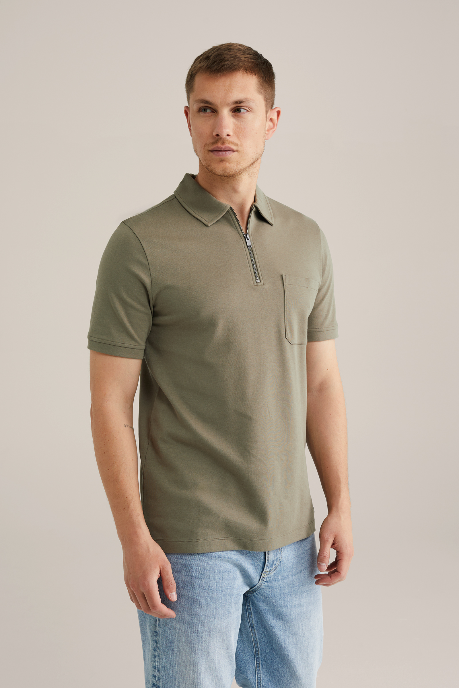 Heren Slim fit poloshirt met rits