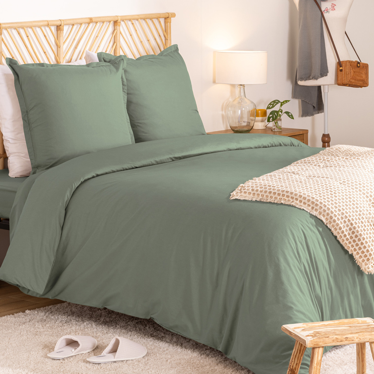 Bed linen set "Landiha" Percale, Jade green, 260x240 cm