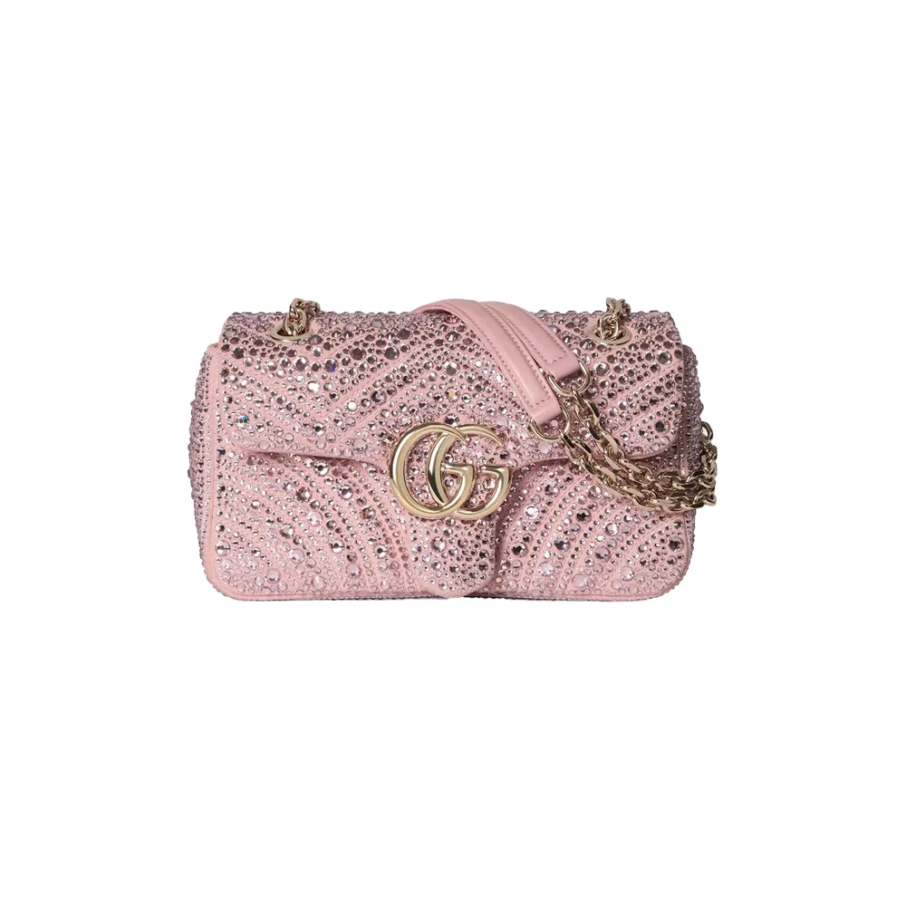 Gucci Marmont Crystal-Embellished Small Shoulder Bag