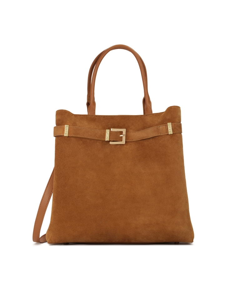 Handbag in suede and smooth leather