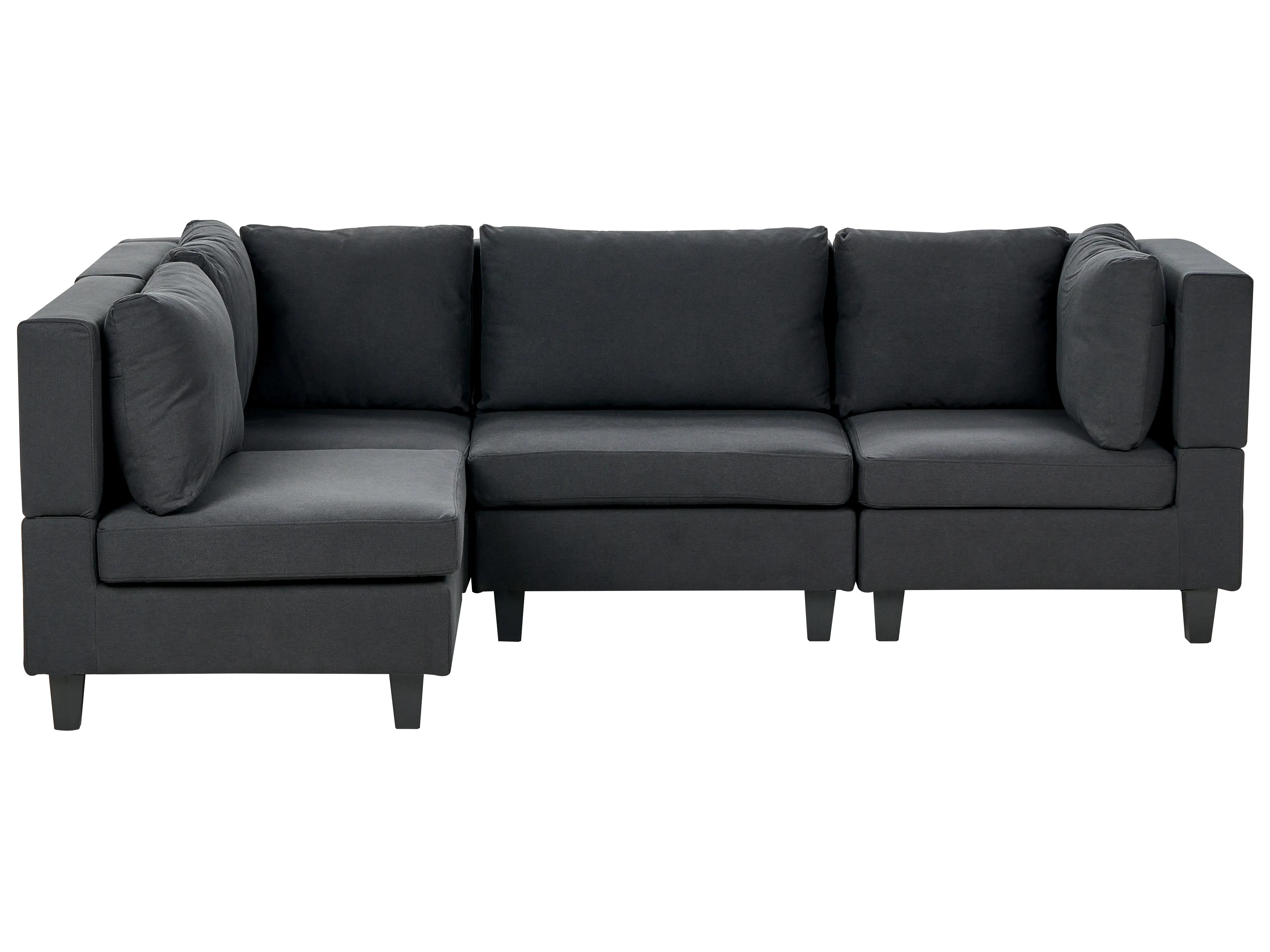 Modular Corner Sofa 4 Seater UNSTAD Fabric Black Right Hand