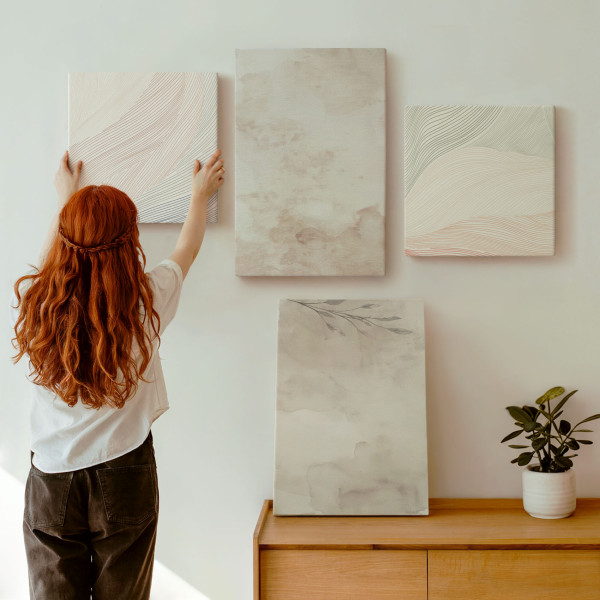 Obraz canvas 4 częściowy Akwarelowe liście |40x40, 40x60| Wallfluent