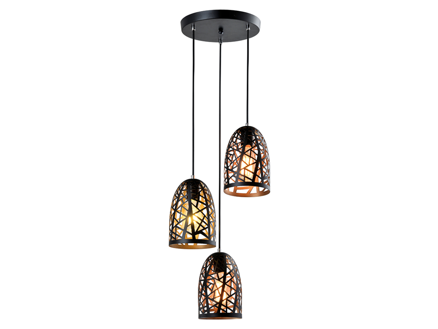Lampa wisząca Carlow 3-punktowa metalowa czarna