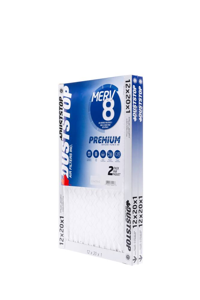 Duststop MERV 8 Premium Filter, 12-in x 20-in x 1-in, 2-pk