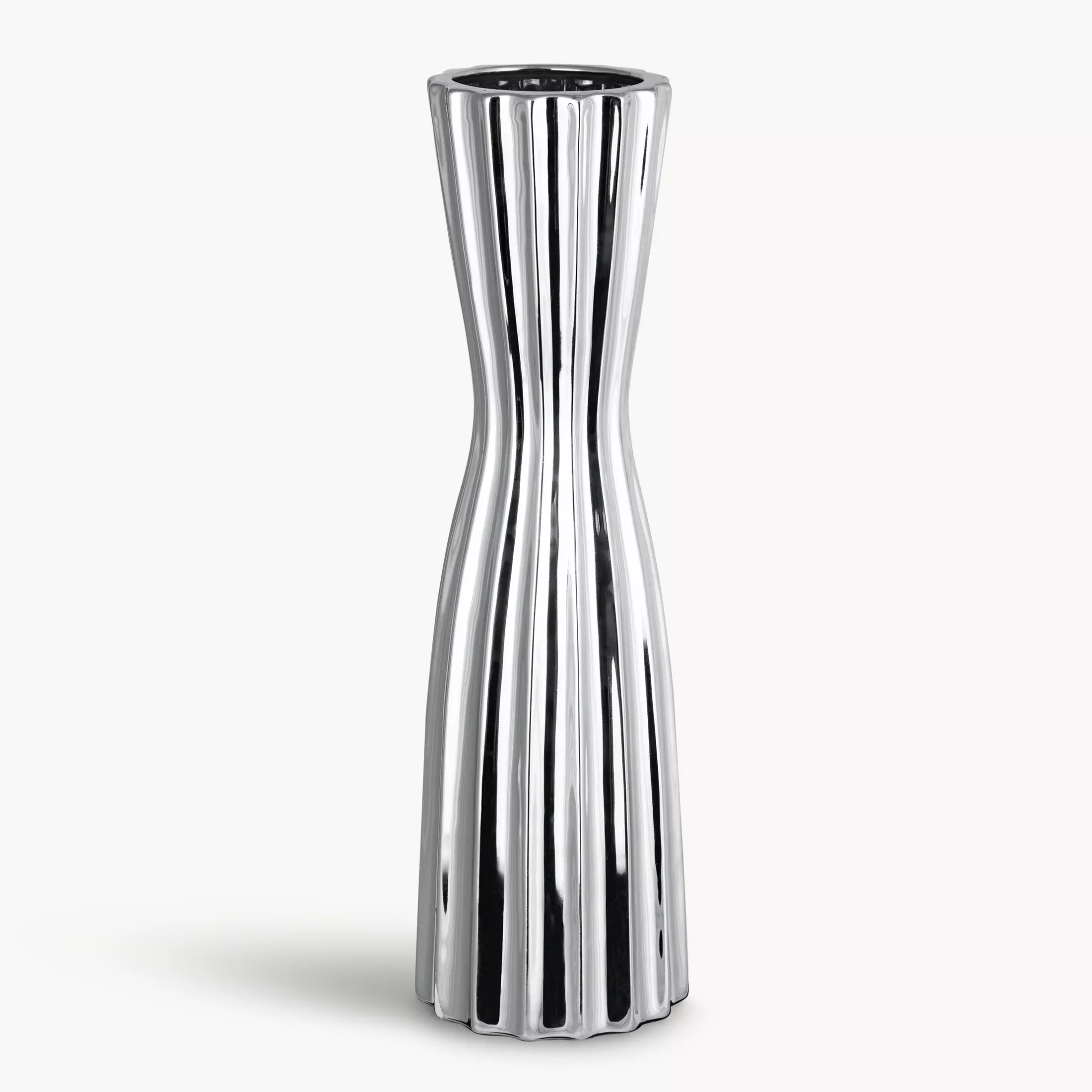 Wazon srebrny dekoracyjny w minimalistycznym stylu średnica 14x46 cm LEILA