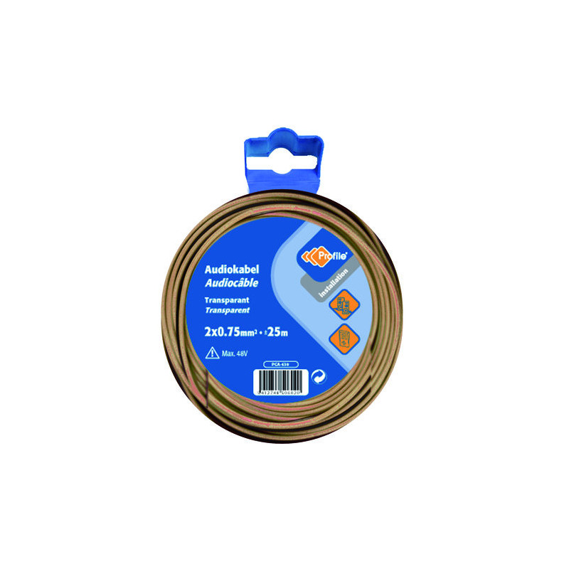 Câble audio transparent 2 x 0,75 mm² 25 m PROFILE