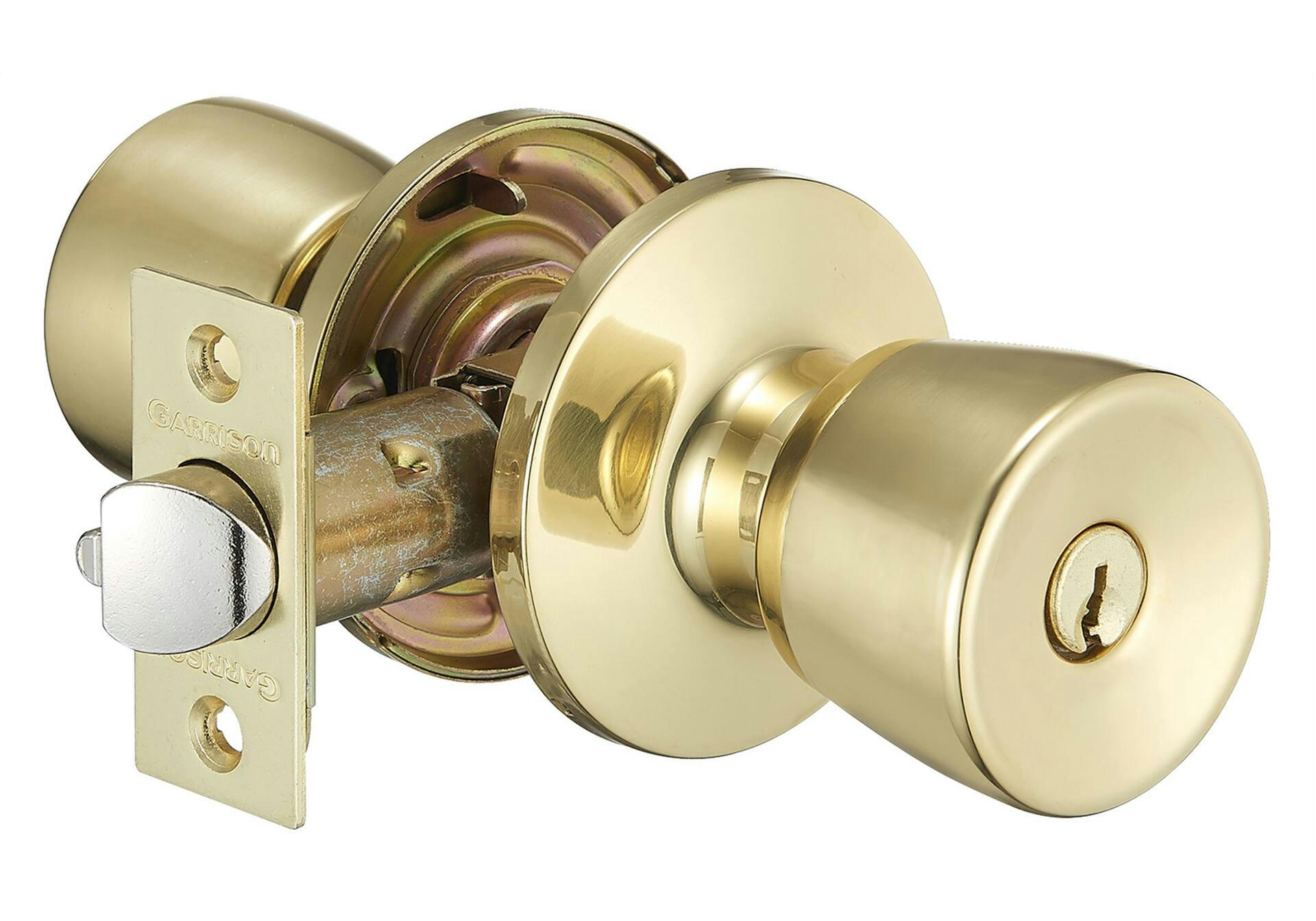 Garrison Privacy Tulip Door Knob Lock Set, Polished Brass