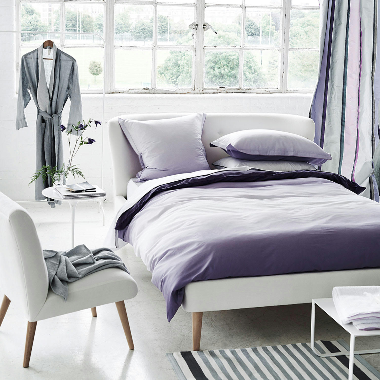 SARAILLE - Taie d'oreiller en satin de coton Violet 50x75