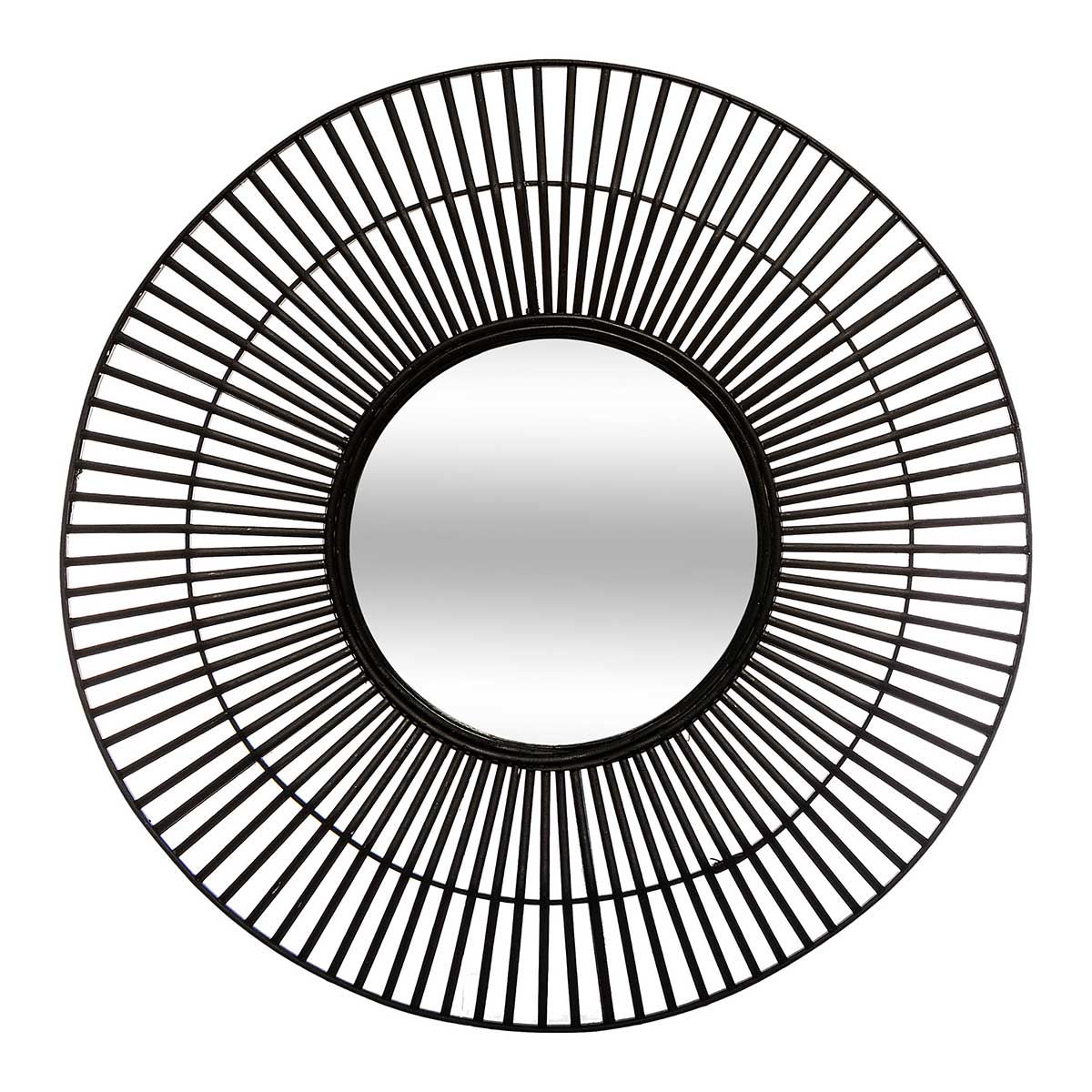 Espelho de parede preto em bambu 77cm