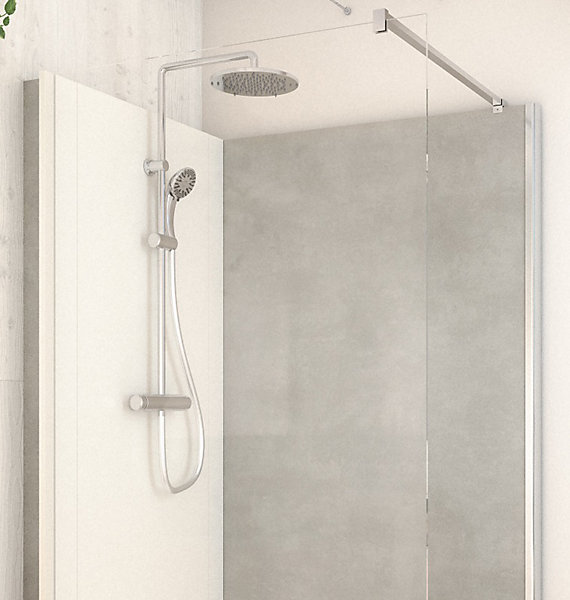 Cabine de douche à l’italienne l.80 x L.120 x H.218 cm – effet pierre grise, receveur de plain-pied, Elmer Serenity