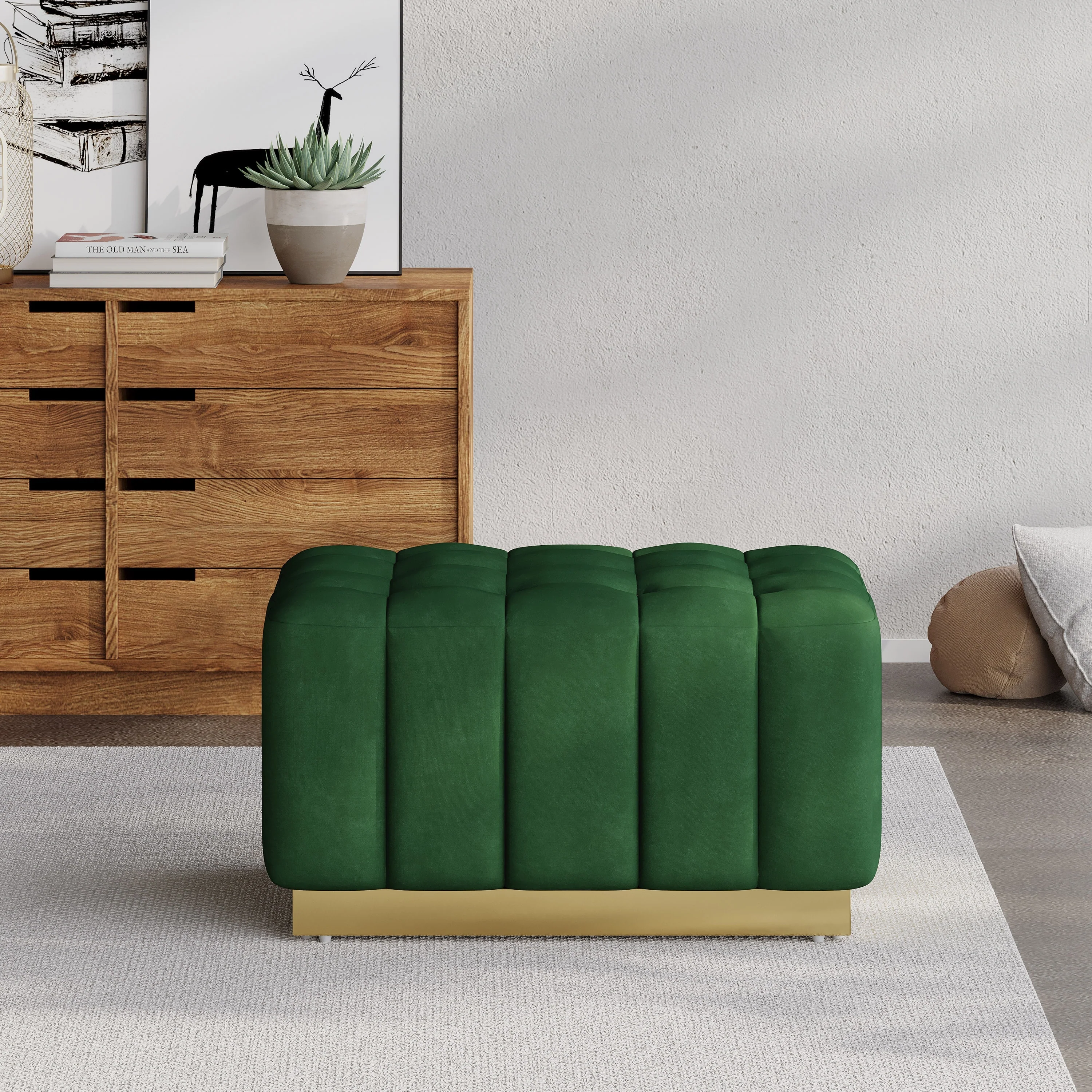 Gowen Velvet Tufted Ottoman by Christopher Knight Home