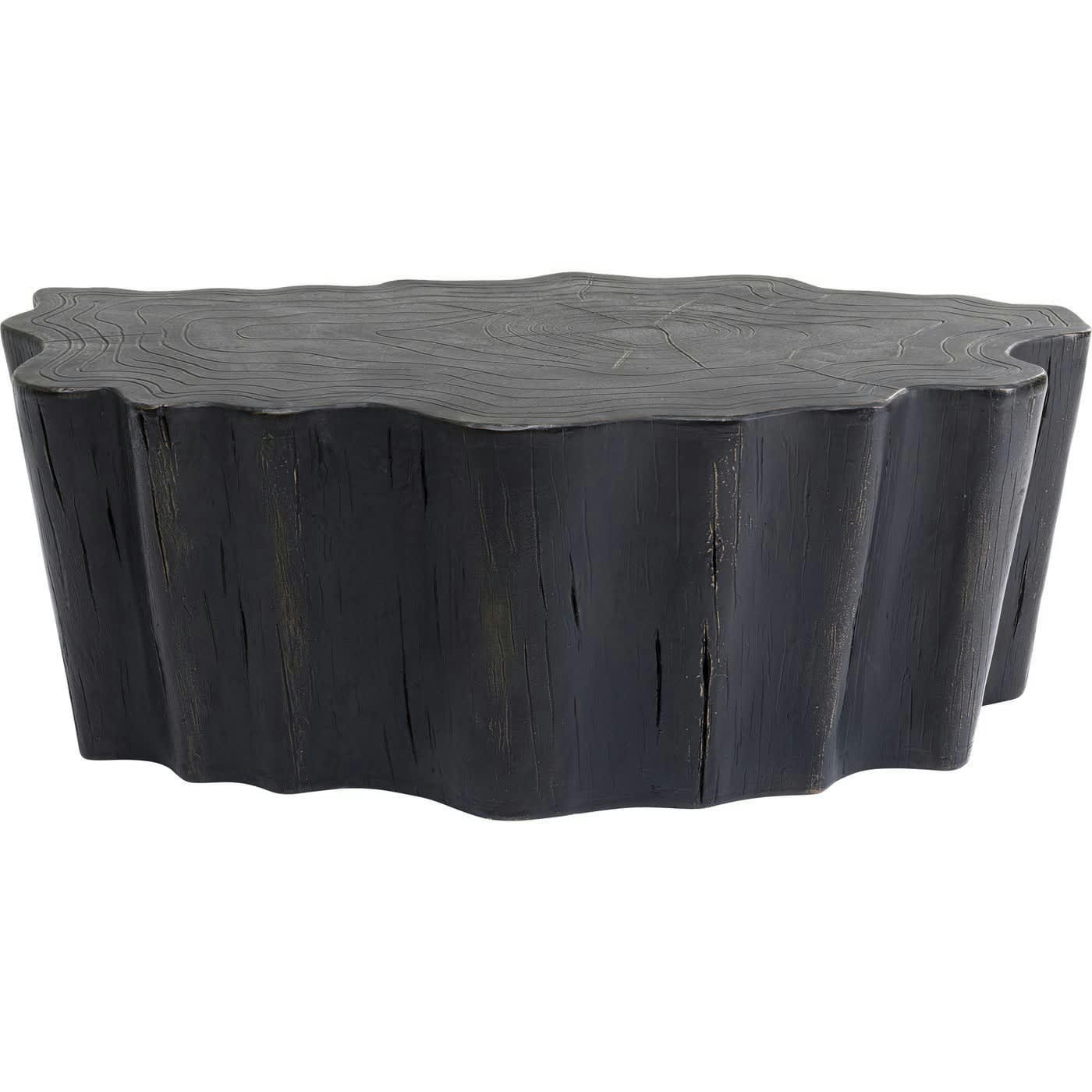 - Table basse souche d'arbre en fibre de verre noire