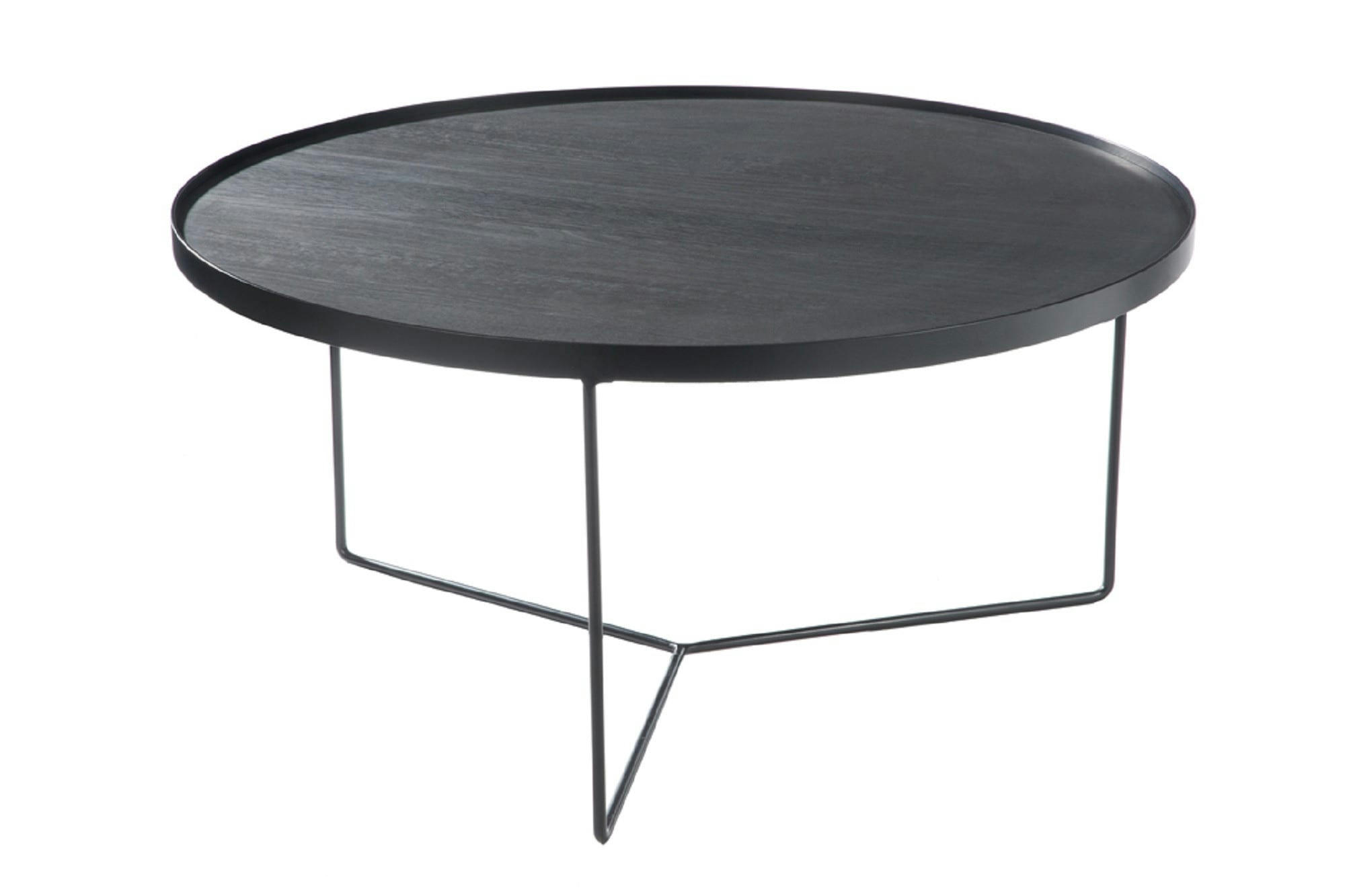 LINETTE - Table basse ronde moderne bois et métal