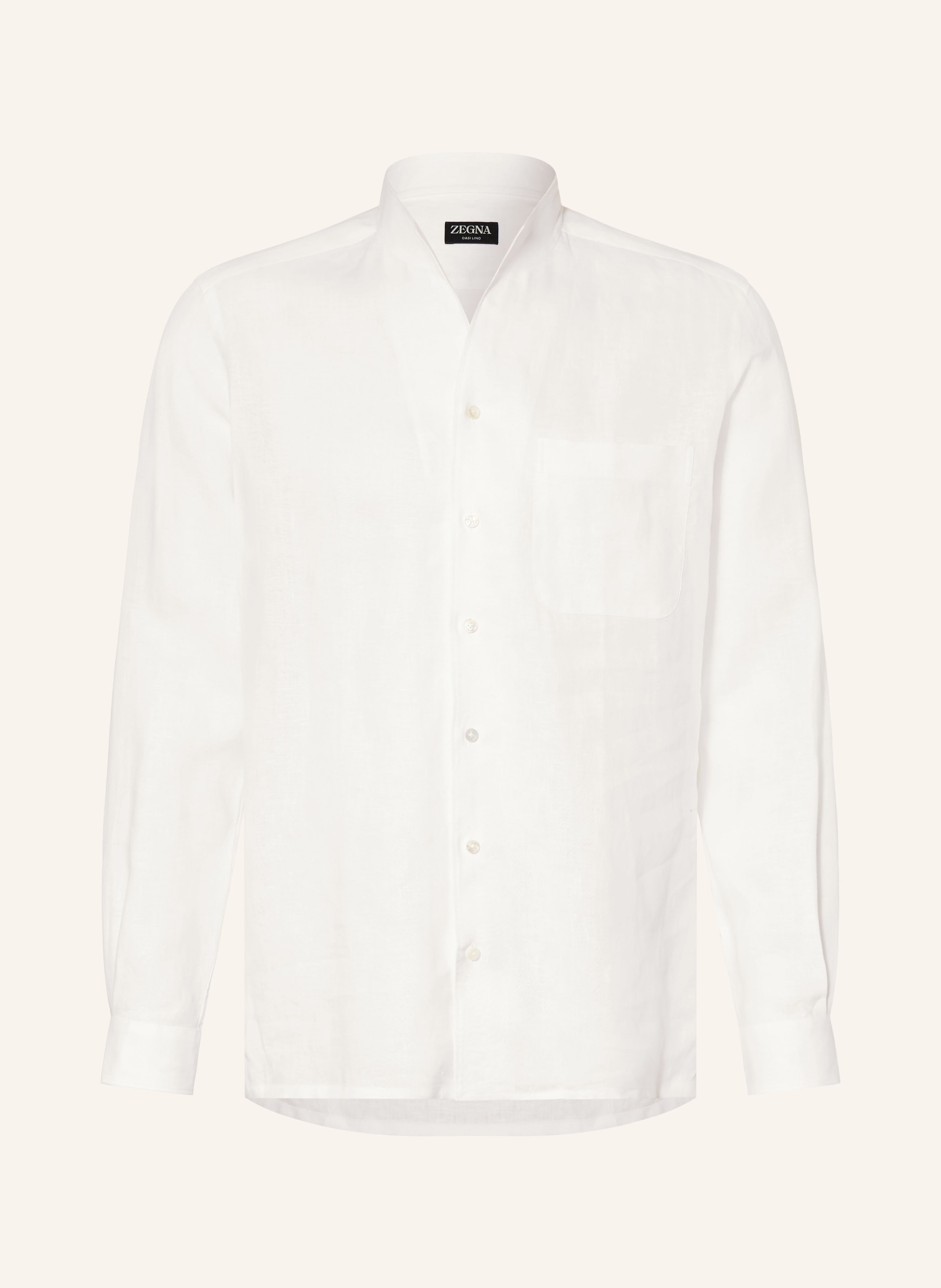 ZEGNA Leinenhemd Comfort Fit mit Stehkragen
