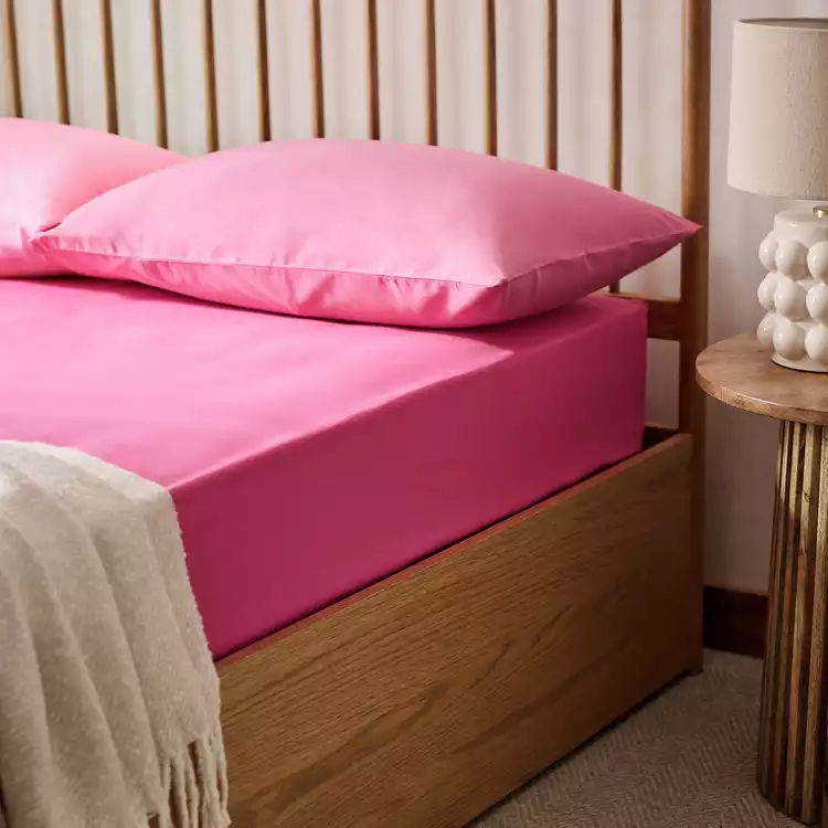 Habitat Extra Deep Plain Pink Fitted Sheet - Single