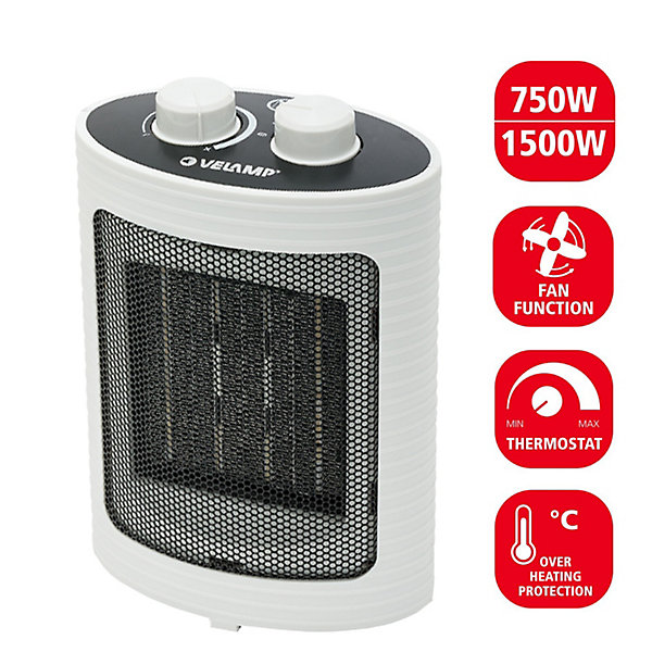 Générateur d'air chaud PTC 1500W. blanc